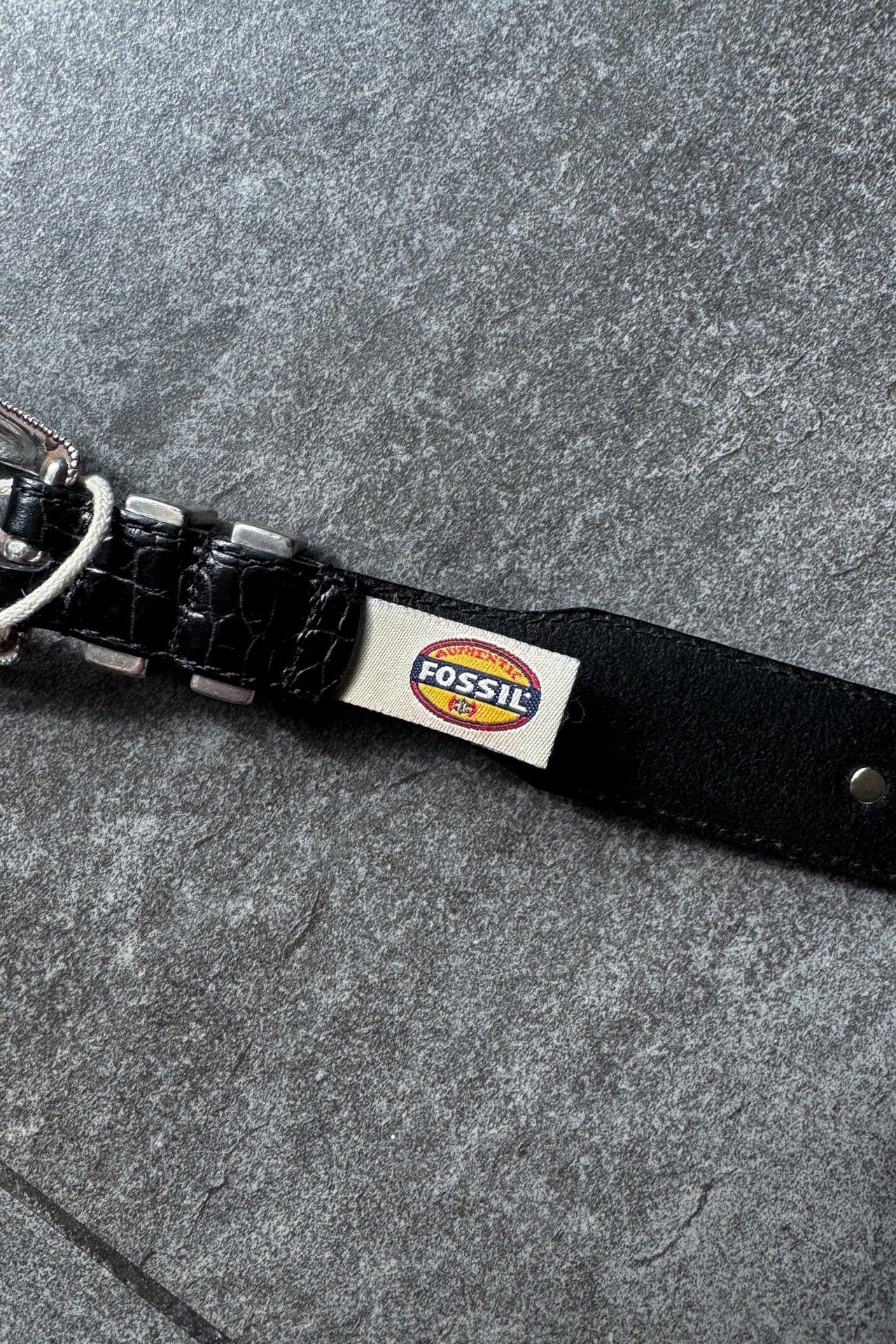 Y2K FOSSIL BLK SLVR Belt, 32.75-36.75"
