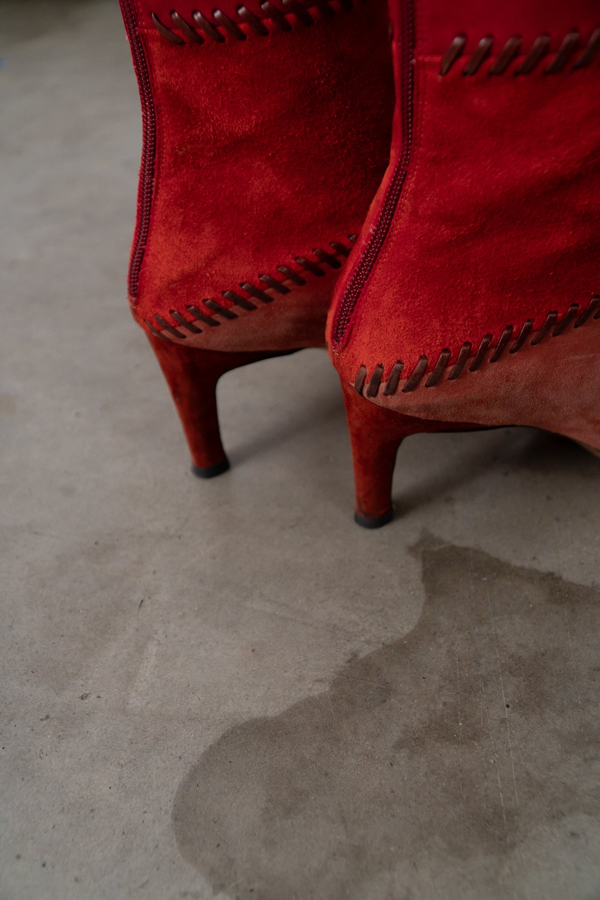 SALVATORE FERRAGAMO Suede Stitch Patchwork Boots
