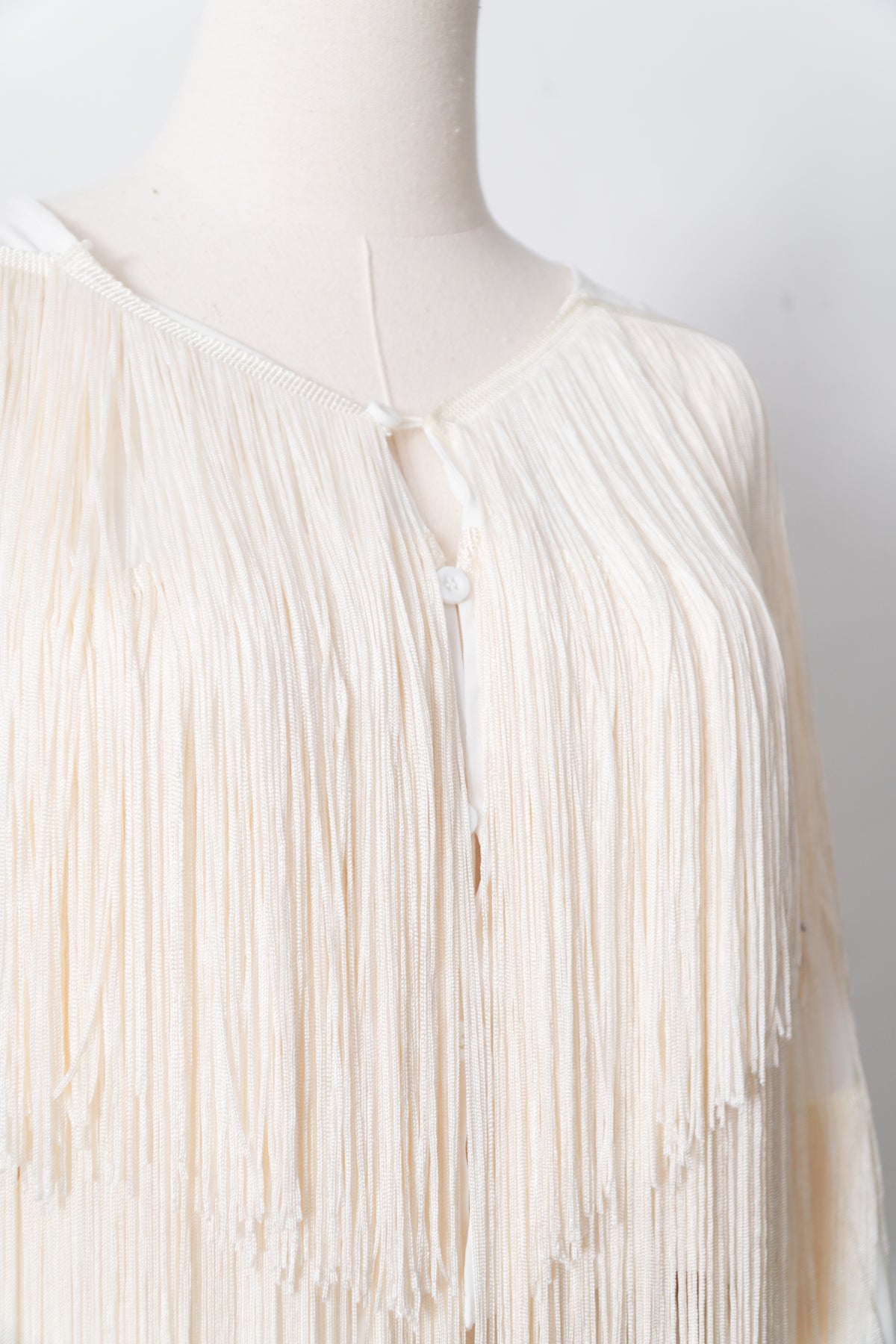White & Cream Fringe Jacket