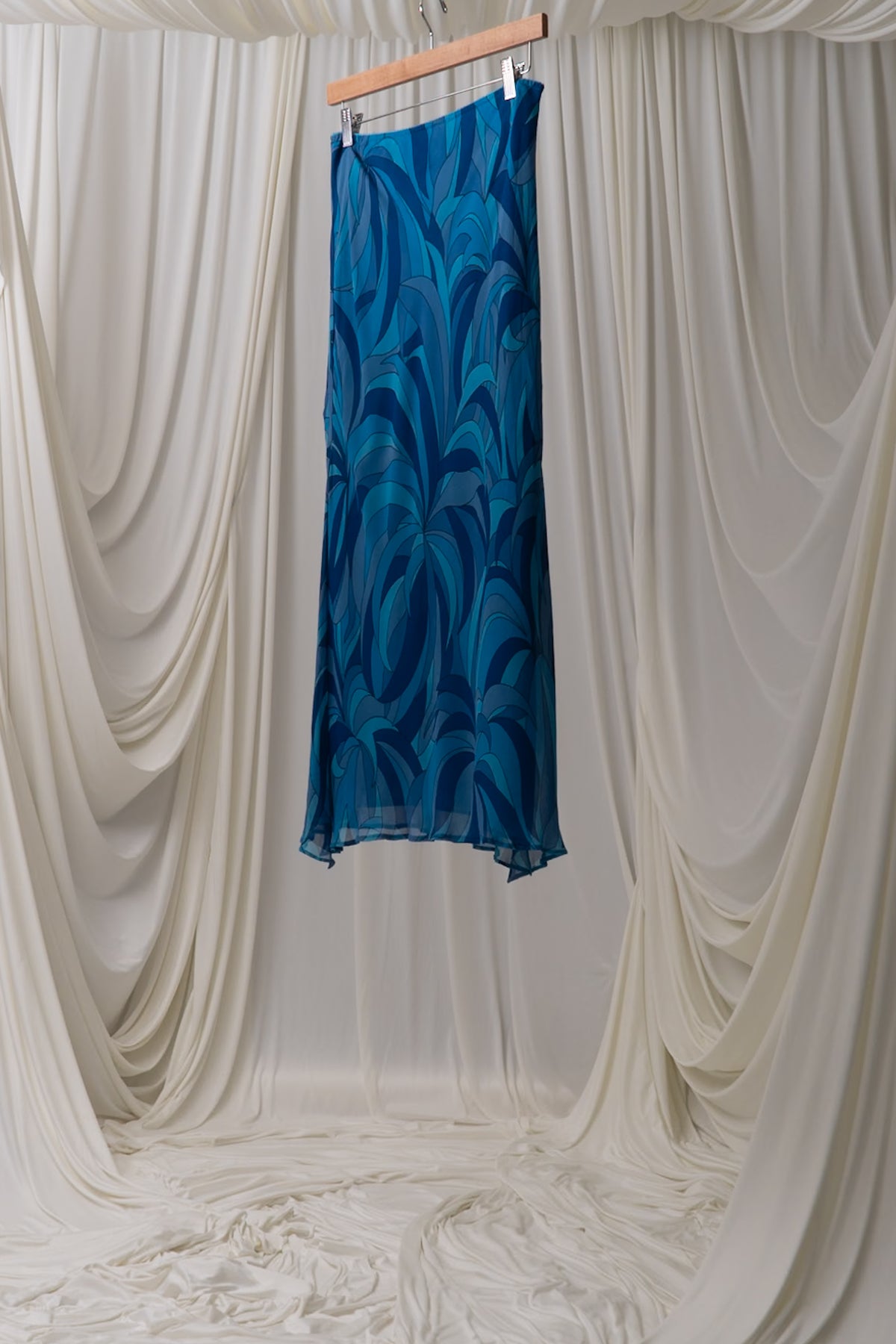 Vintage Silk Abstract Maxi Skirt