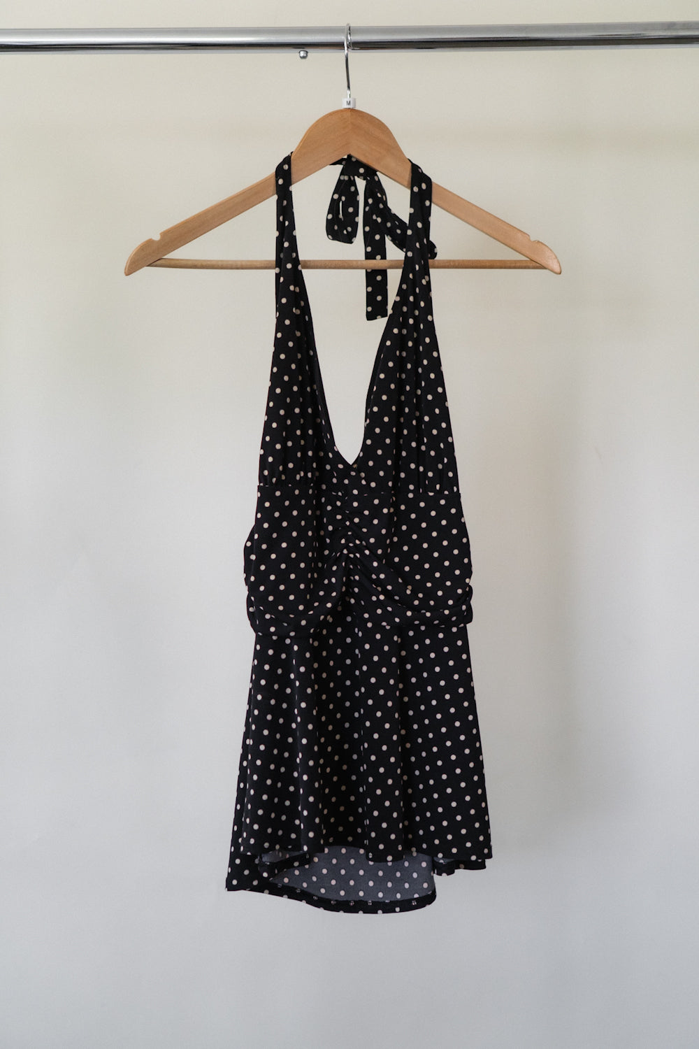 Vintage Black Polka Dot Halter Top
