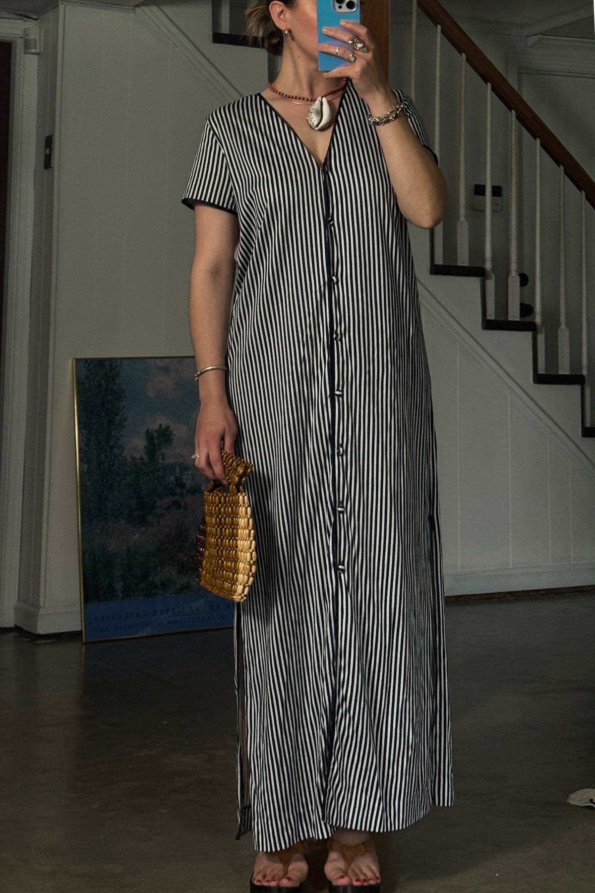 Vintage Navy Stripe Maxi Dress