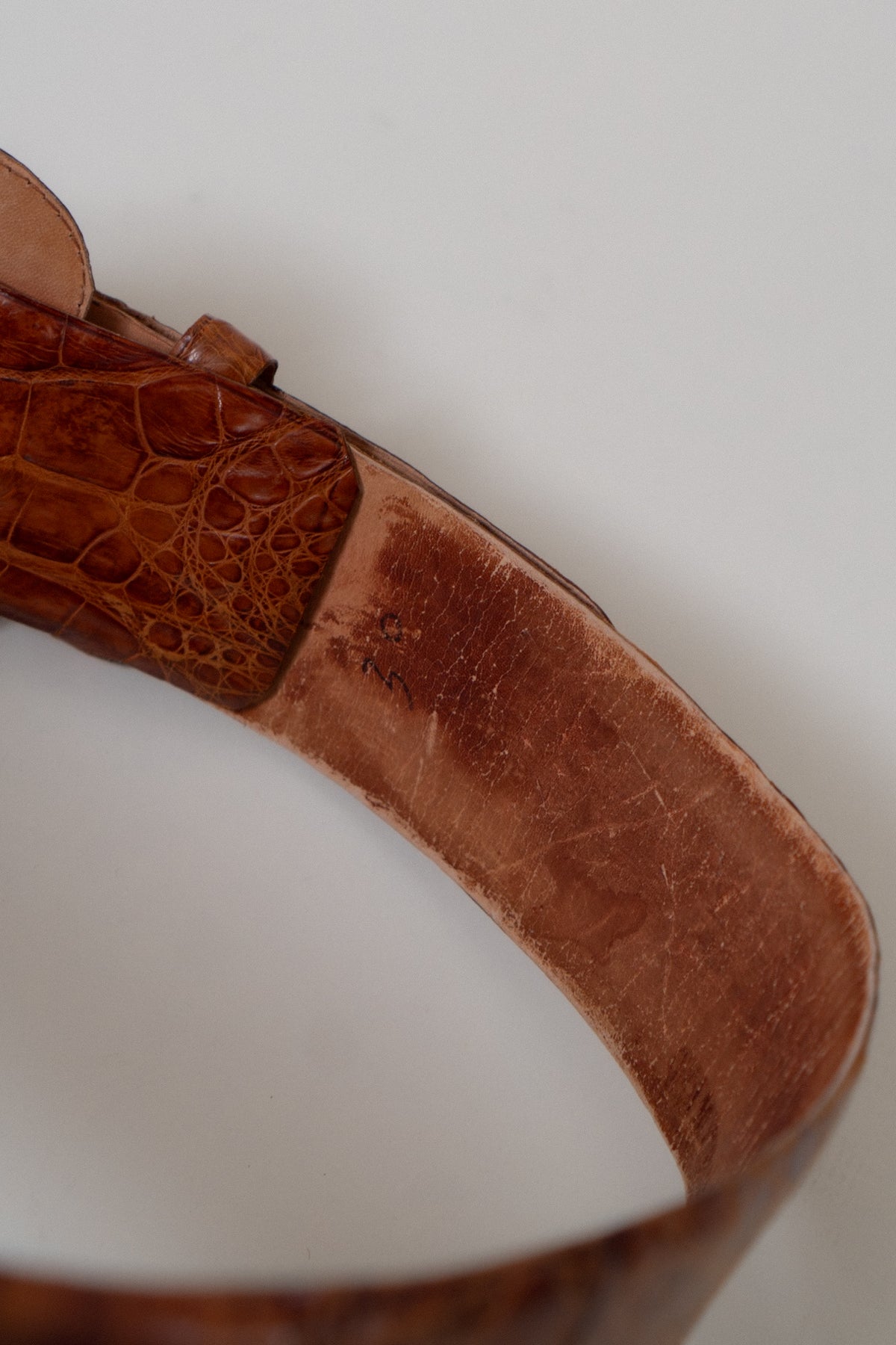 Vintage Cognac Croc Leather Belt