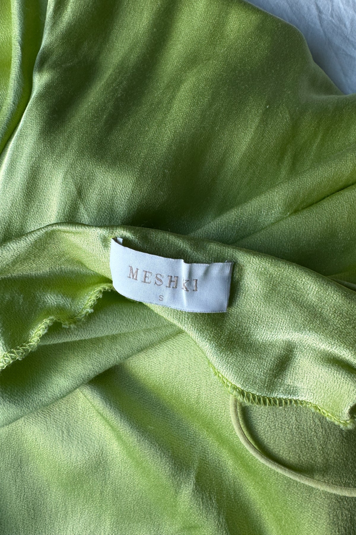 Lime Satin Halter Dress
