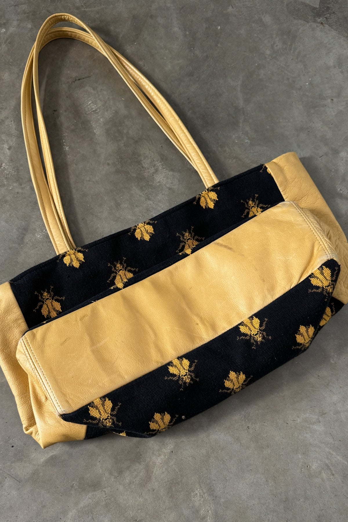 Honey Bee Tapestry Genuine Leather Oversized