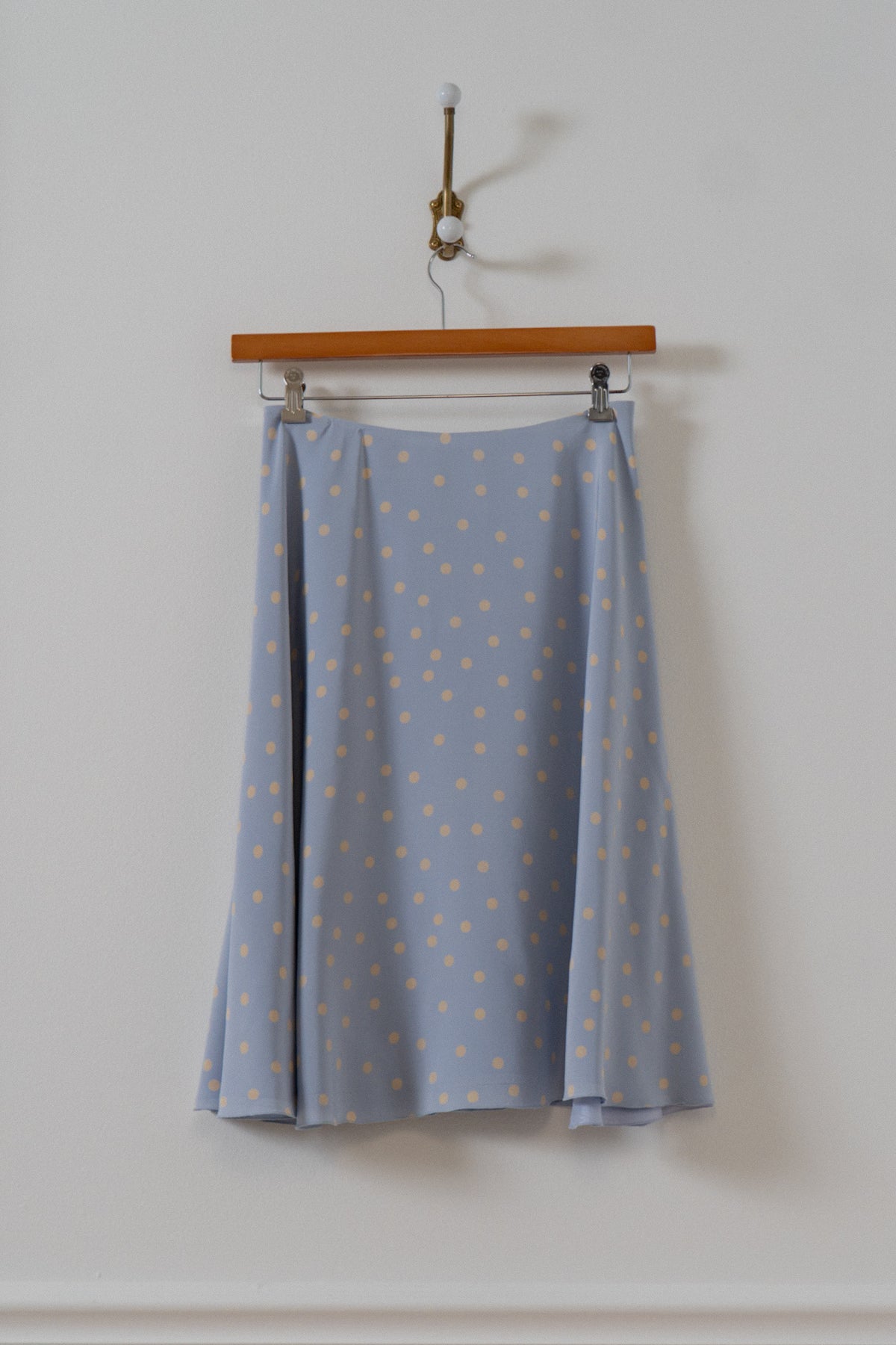 Vintage 100% Silk Periwinkle Polka Dot Skirt