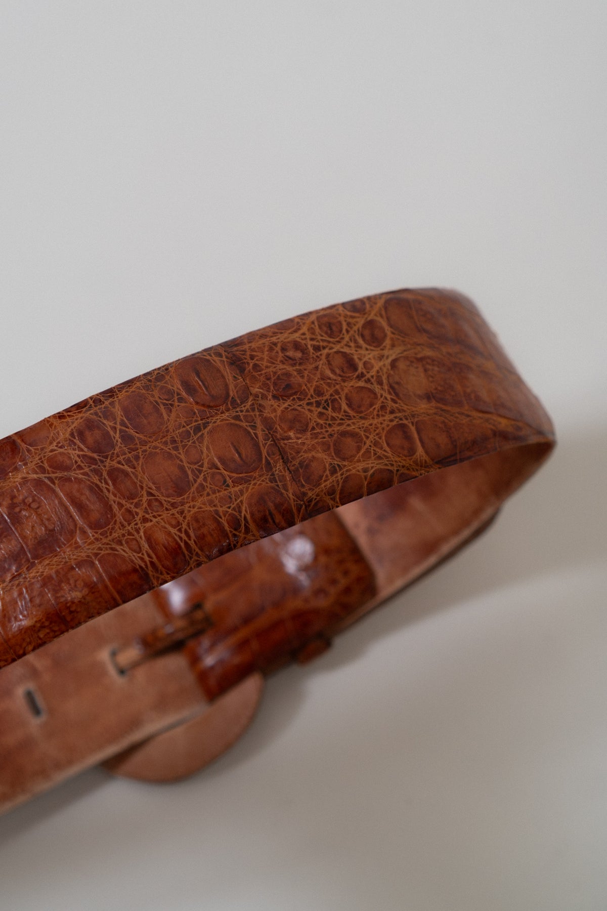 Vintage Cognac Croc Leather Belt