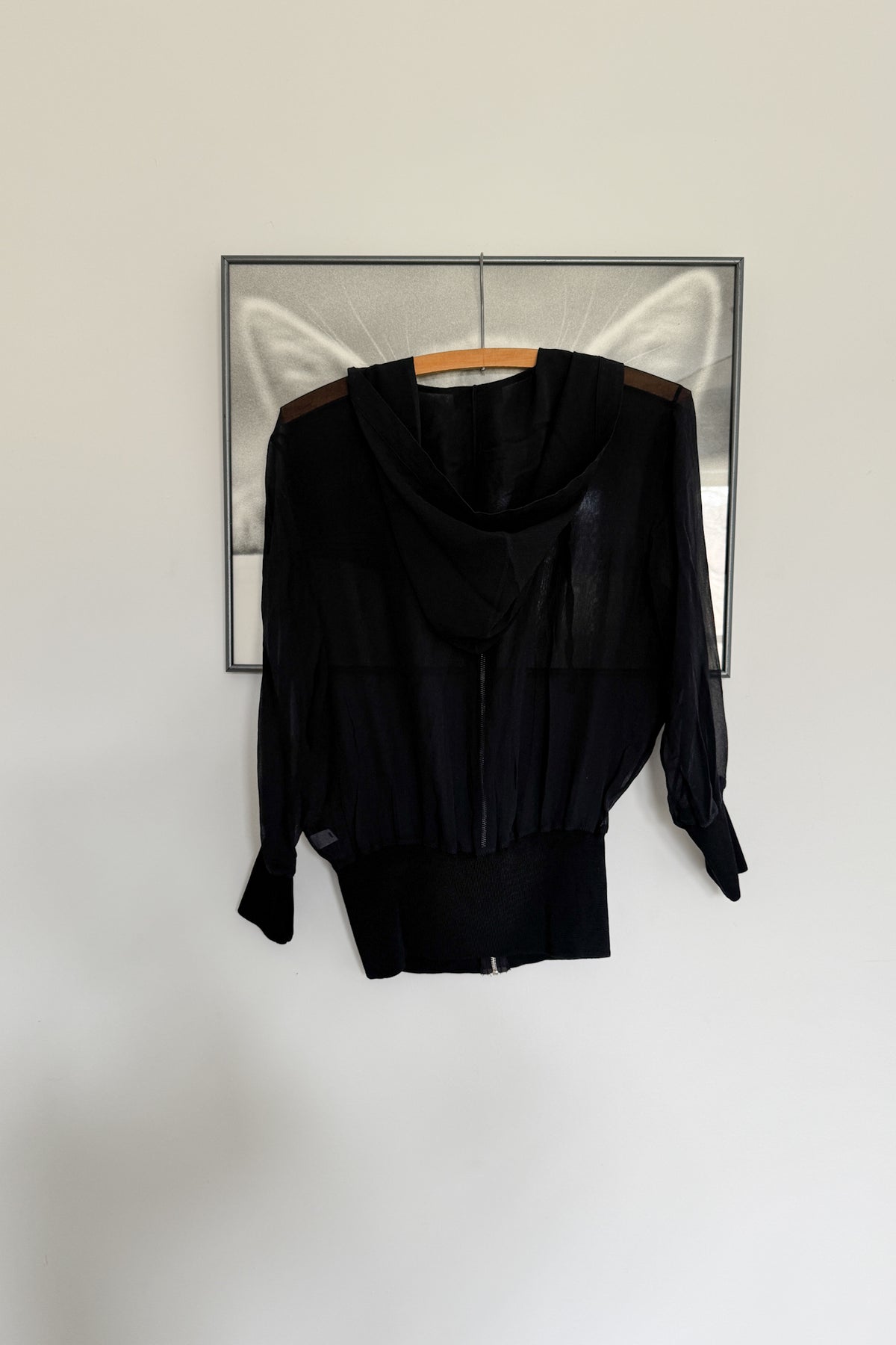 Y2K ‘03 Black Sheer Silk Hoodie