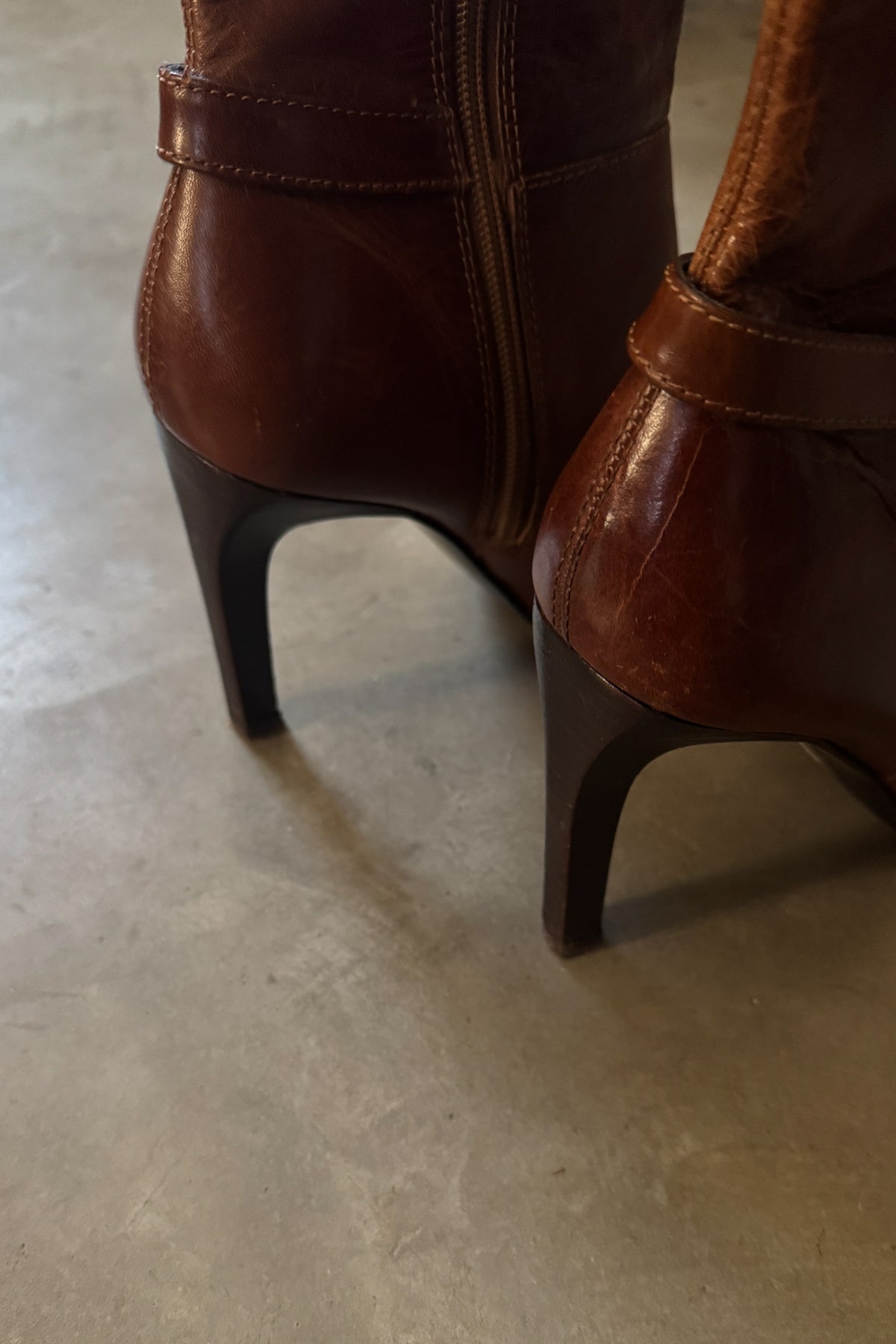 Vintage Caramel Leather Booties