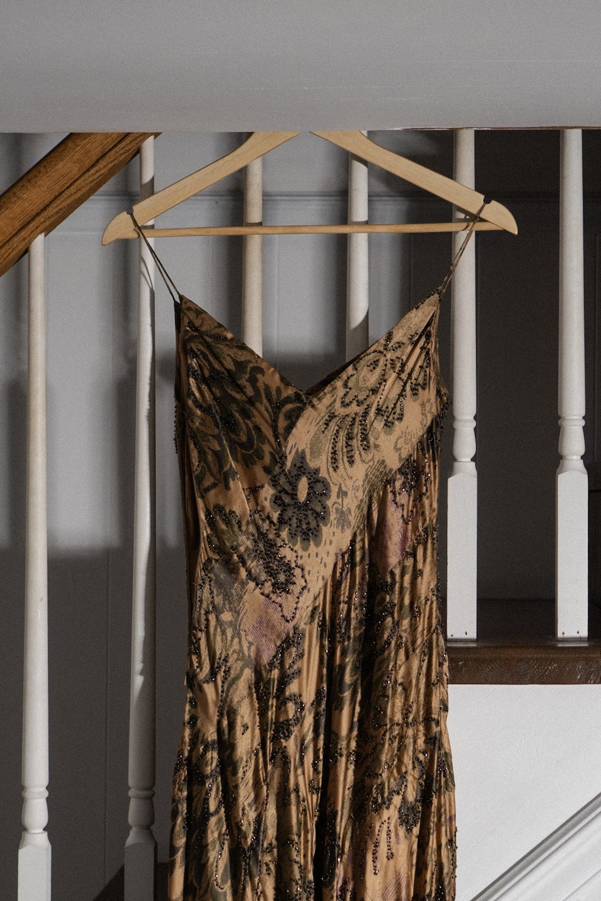 Vintage Silk Beaded Bronze Gown