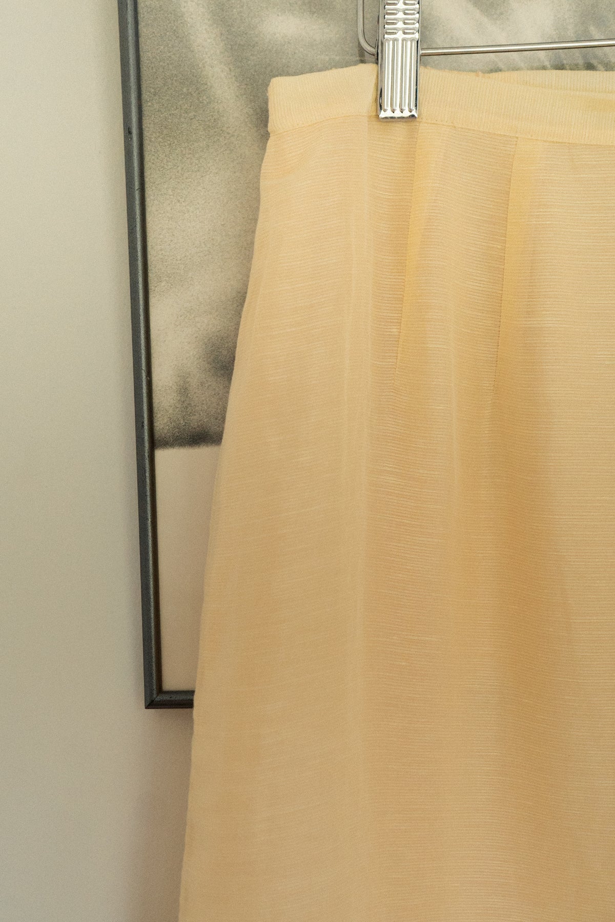 Vintage Butter Yellow Linen Silk Blend Maxi Skirt