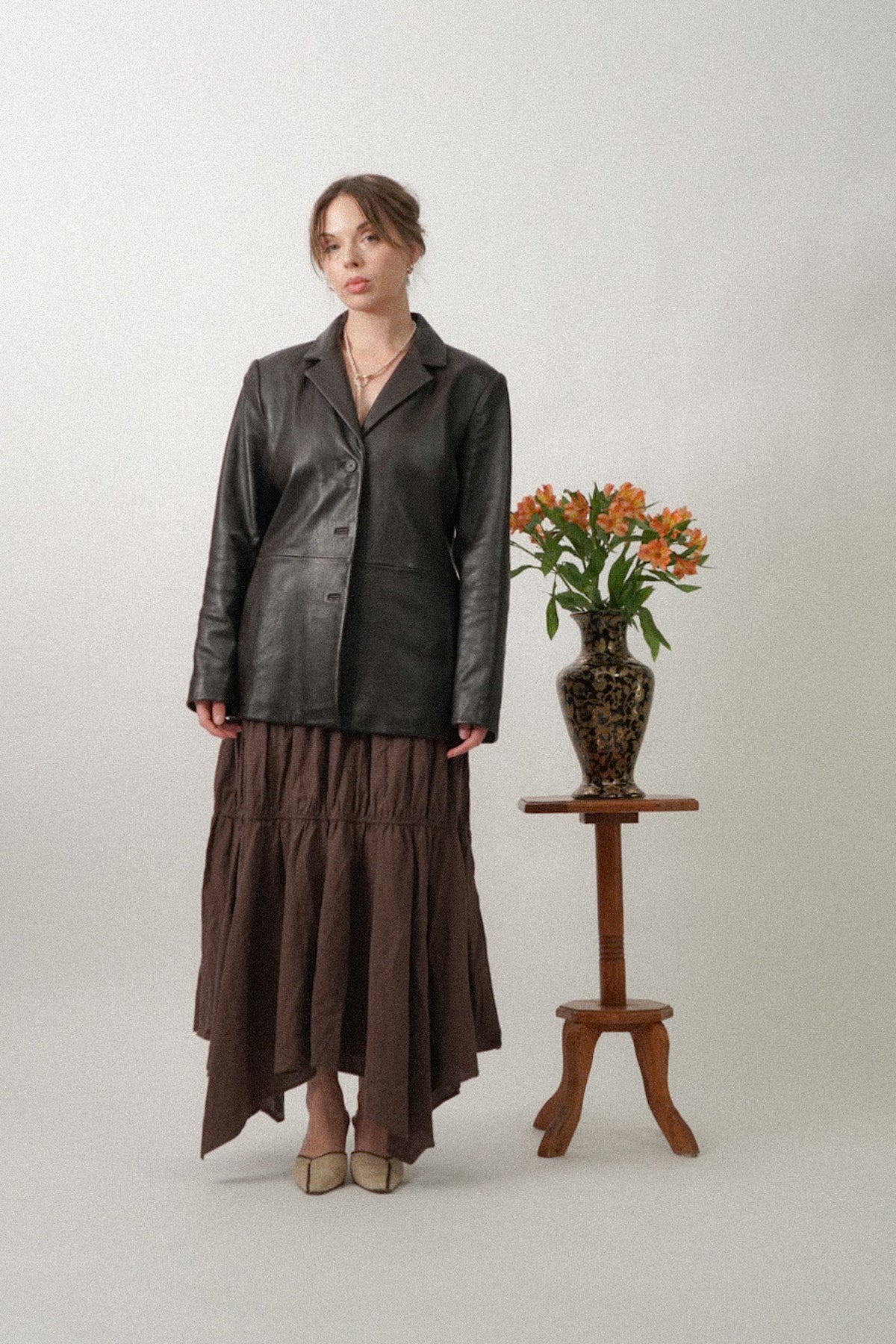 Vintage Brown Supple Leather Blazer Jacket