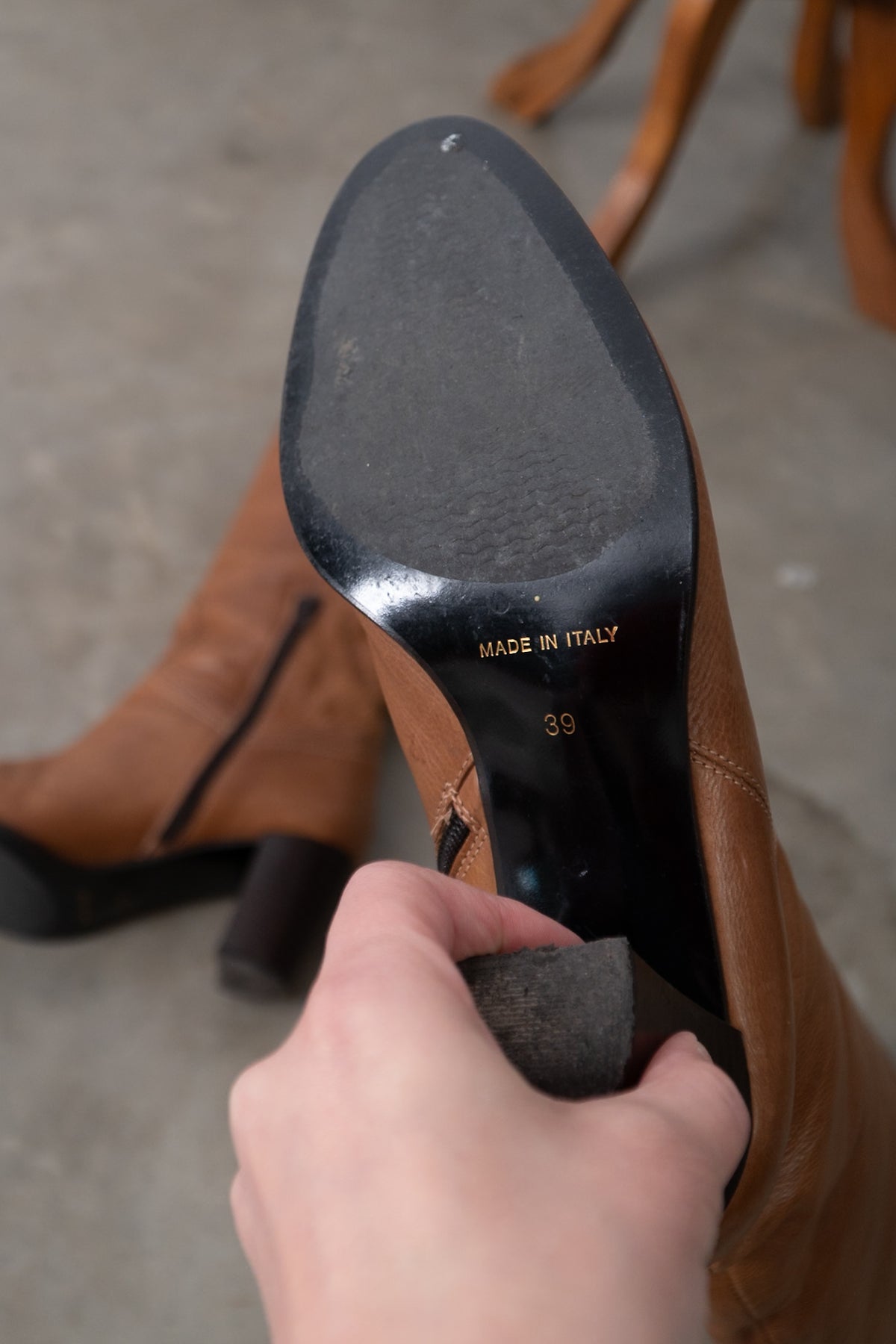 Vintage Tall Tan Italian Leather Western Boots