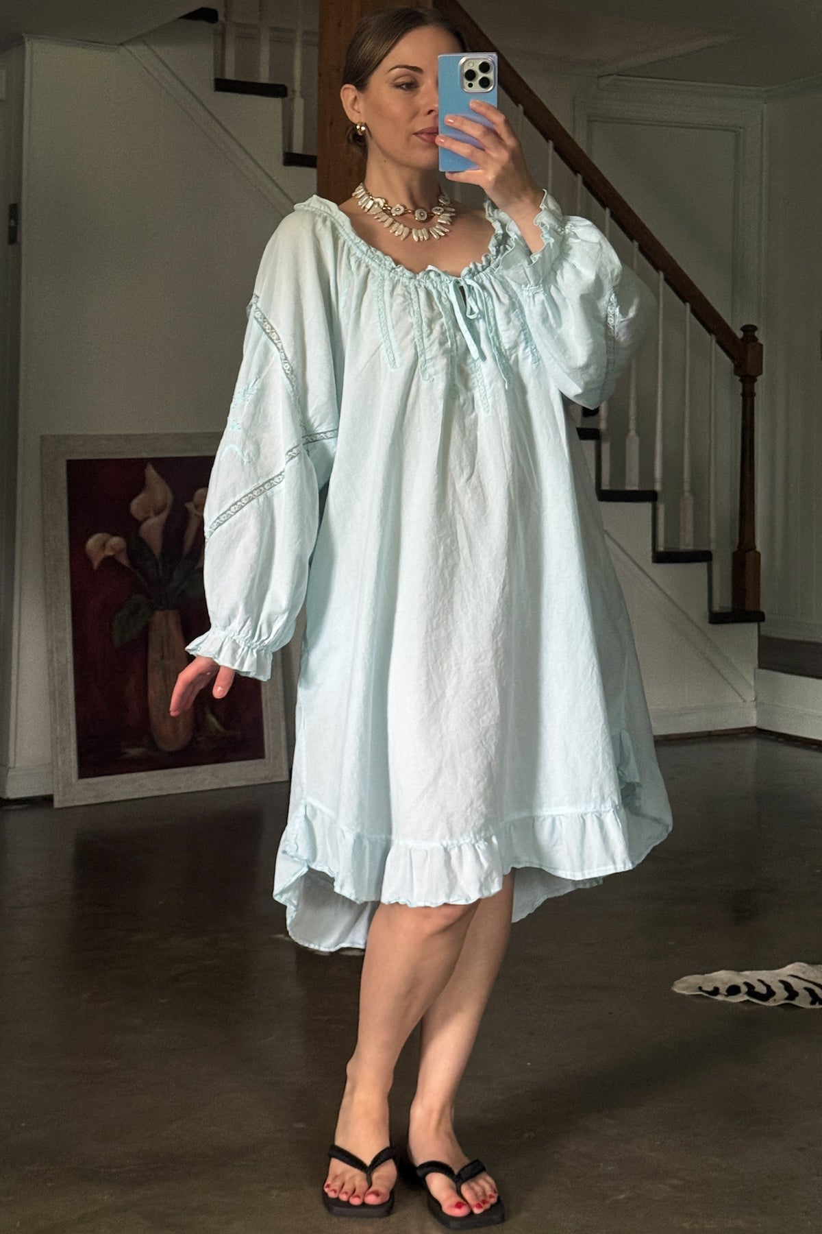 Vintage Cotton Baby Blue Dress