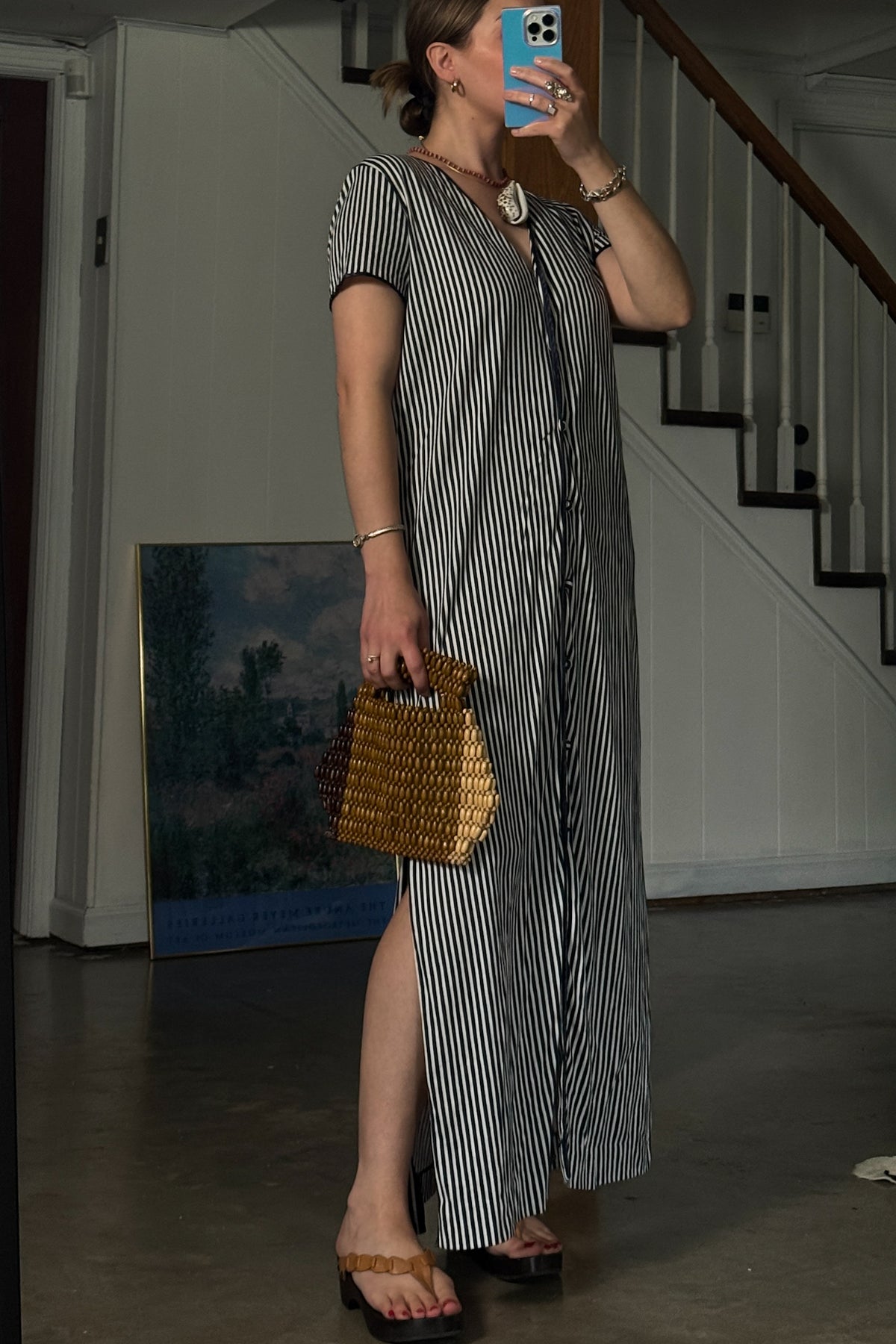 Vintage Navy Stripe Maxi Dress