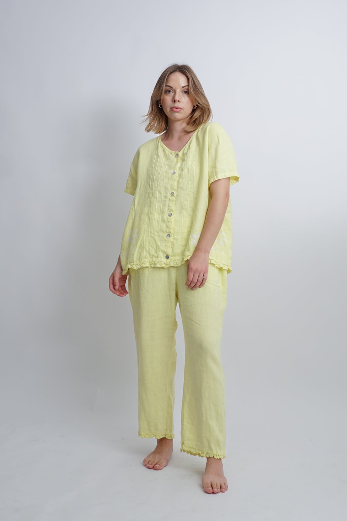 Vintage Lemon Yellow Linen Set