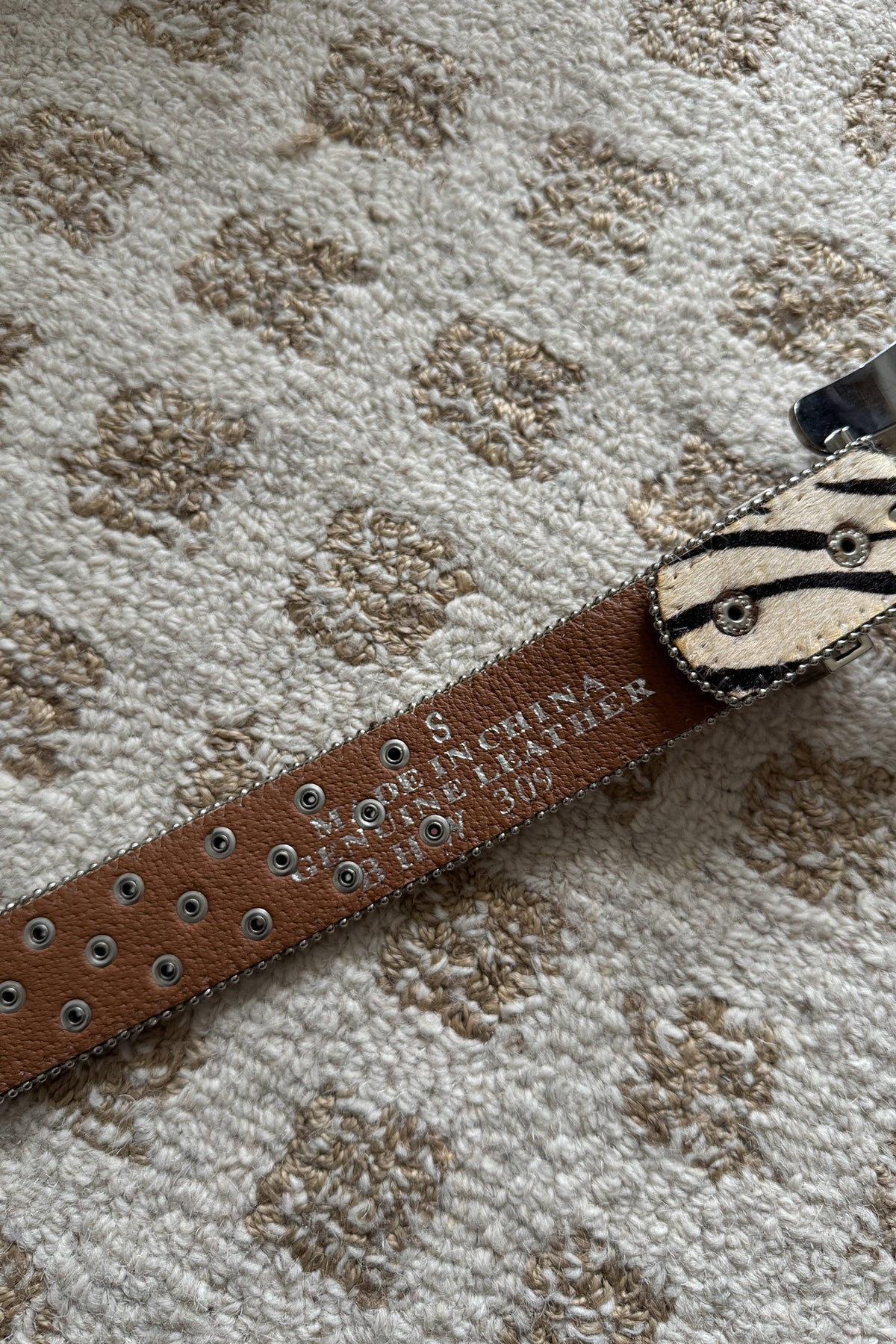 Y2K Zebra Pony Hair Embellished Belt
