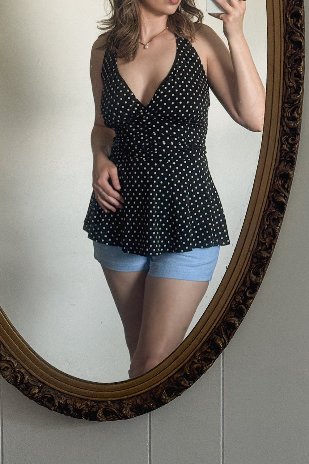 Vintage Black Polka Dot Halter Top