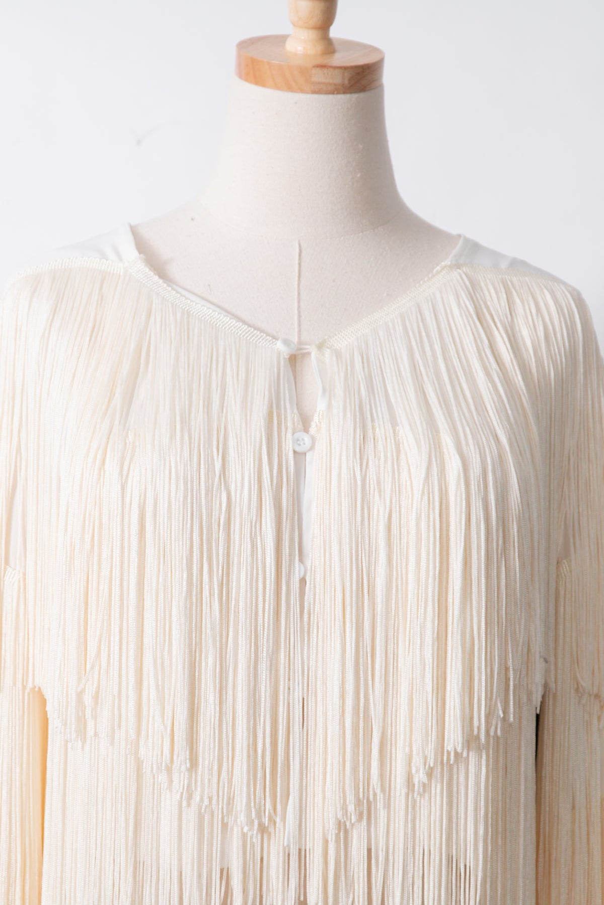 White & Cream Fringe Jacket