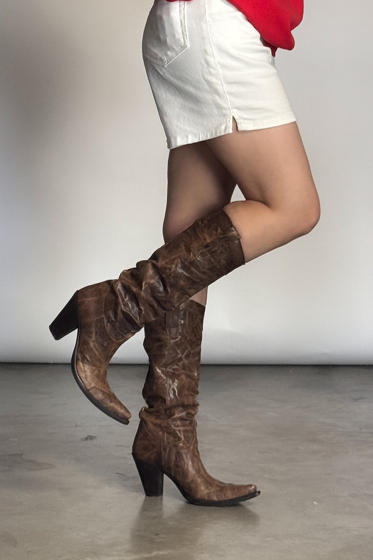 Vintage Italian 100% Leather Brown Western Boots
