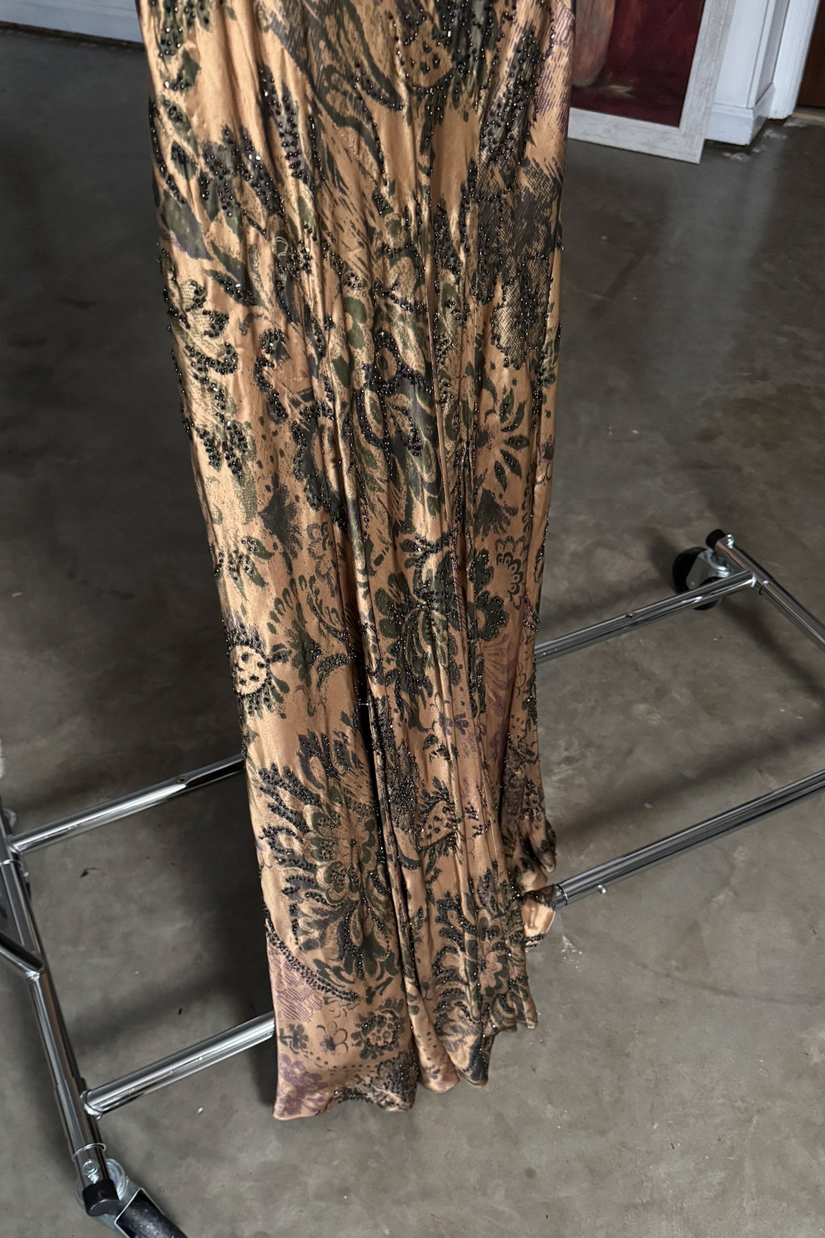 Vintage Silk Beaded Bronze Gown