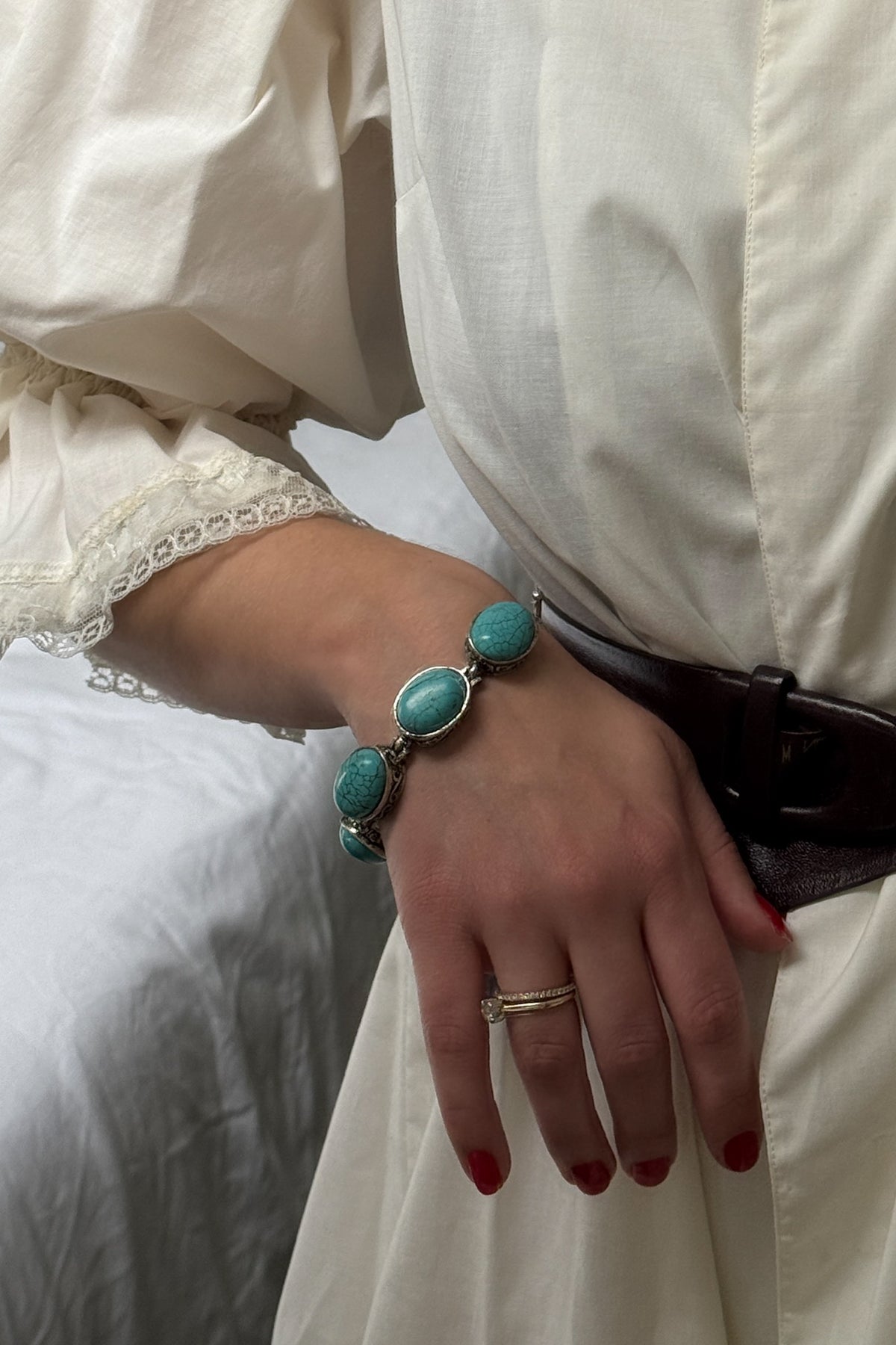 Turquoise & Silver-Tone Bracelet
