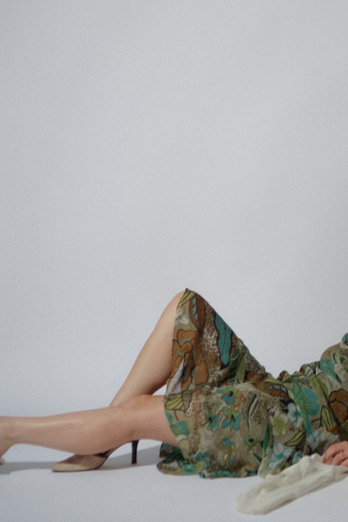 Y2K Floral Chiffon Green Dress