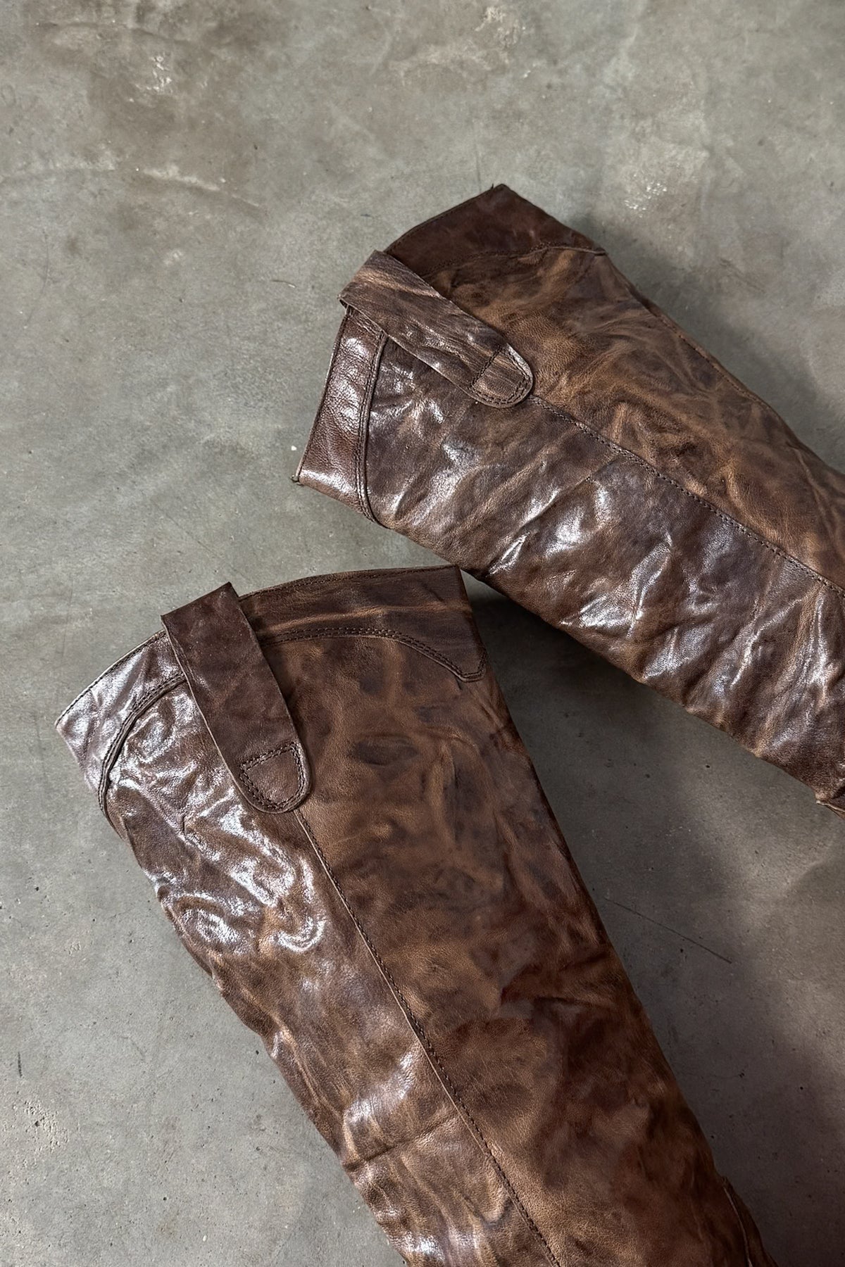 Vintage Italian 100% Leather Brown Western Boots
