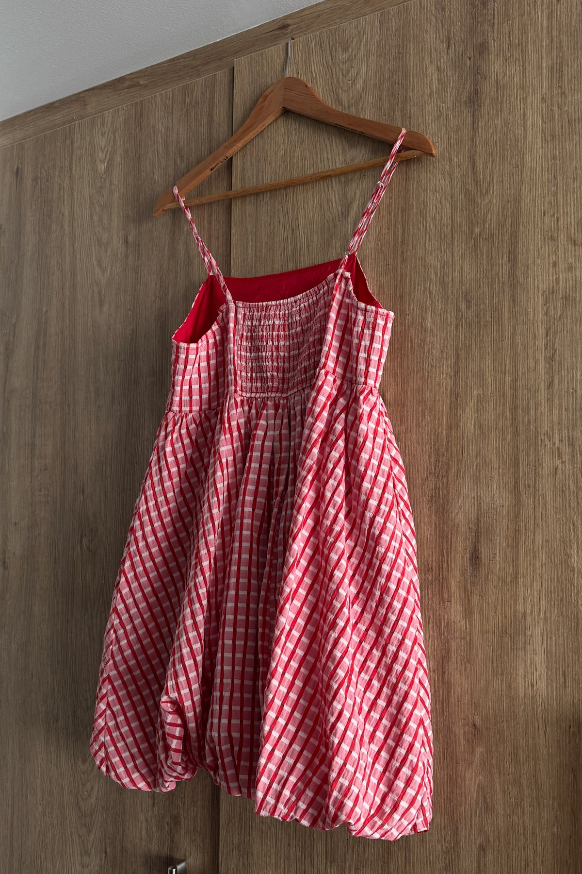Red Gingham Bubble Hem Dress