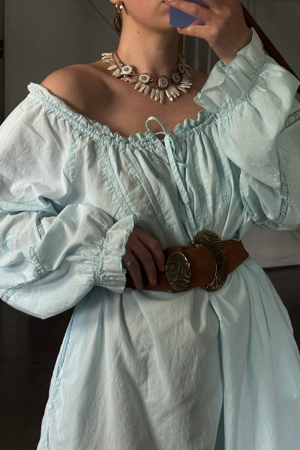 Vintage Cotton Baby Blue Dress