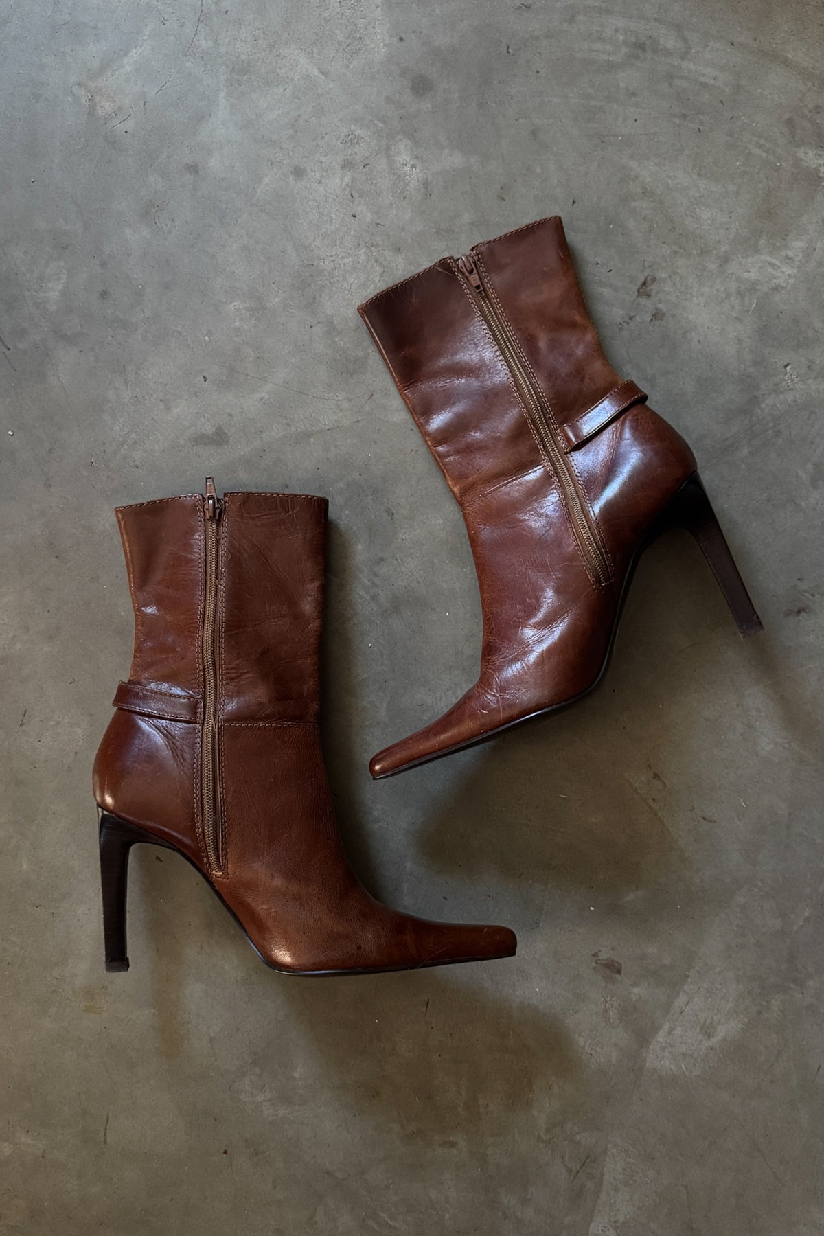 Vintage Caramel Leather Booties