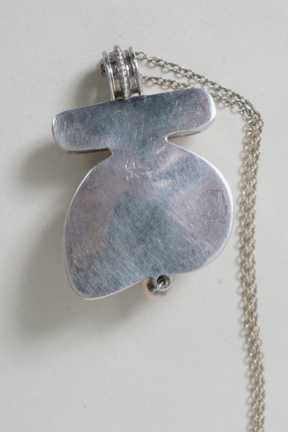 Vintage Nautilus Sterling Silver Inlay Pendant Necklace