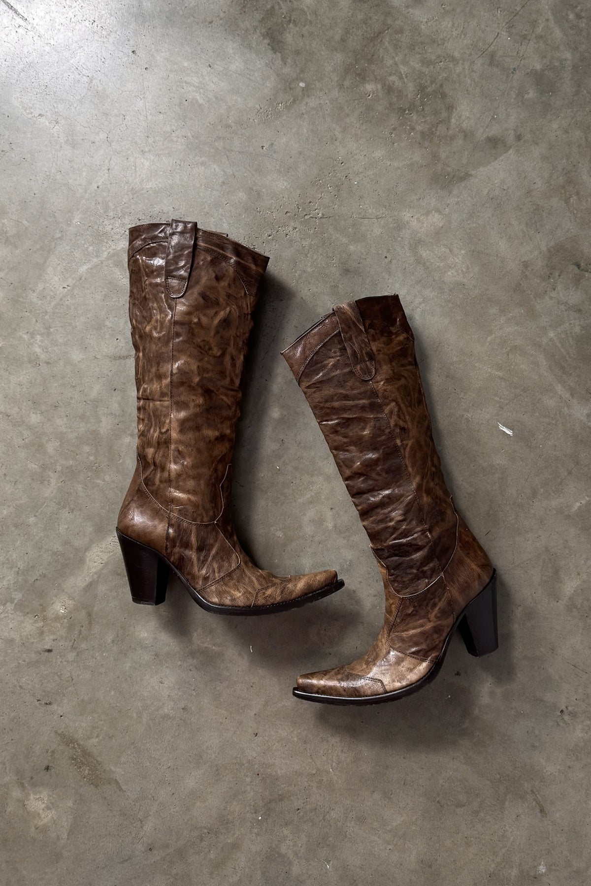 Vintage Italian 100% Leather Brown Western Boots