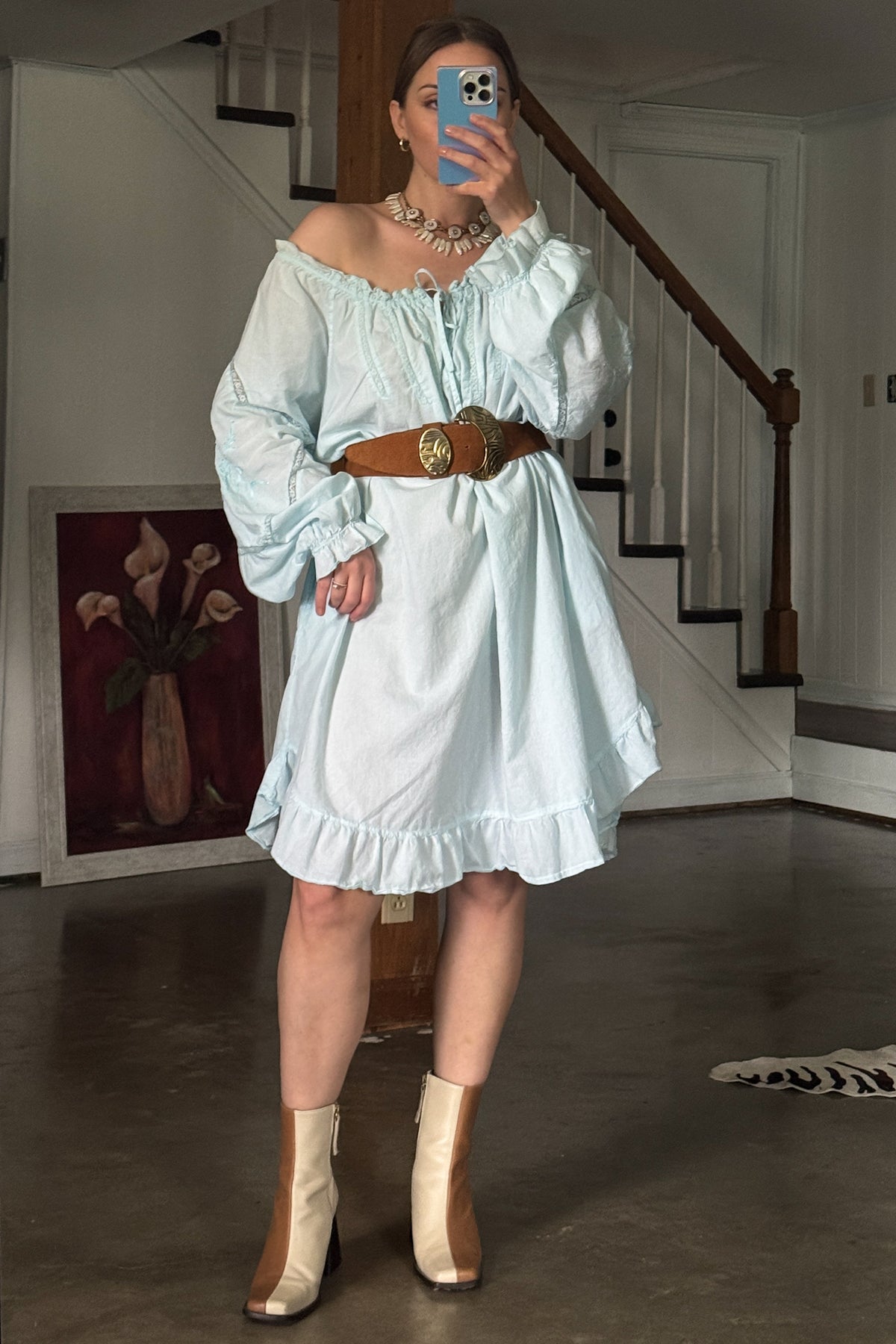 Vintage Cotton Baby Blue Dress