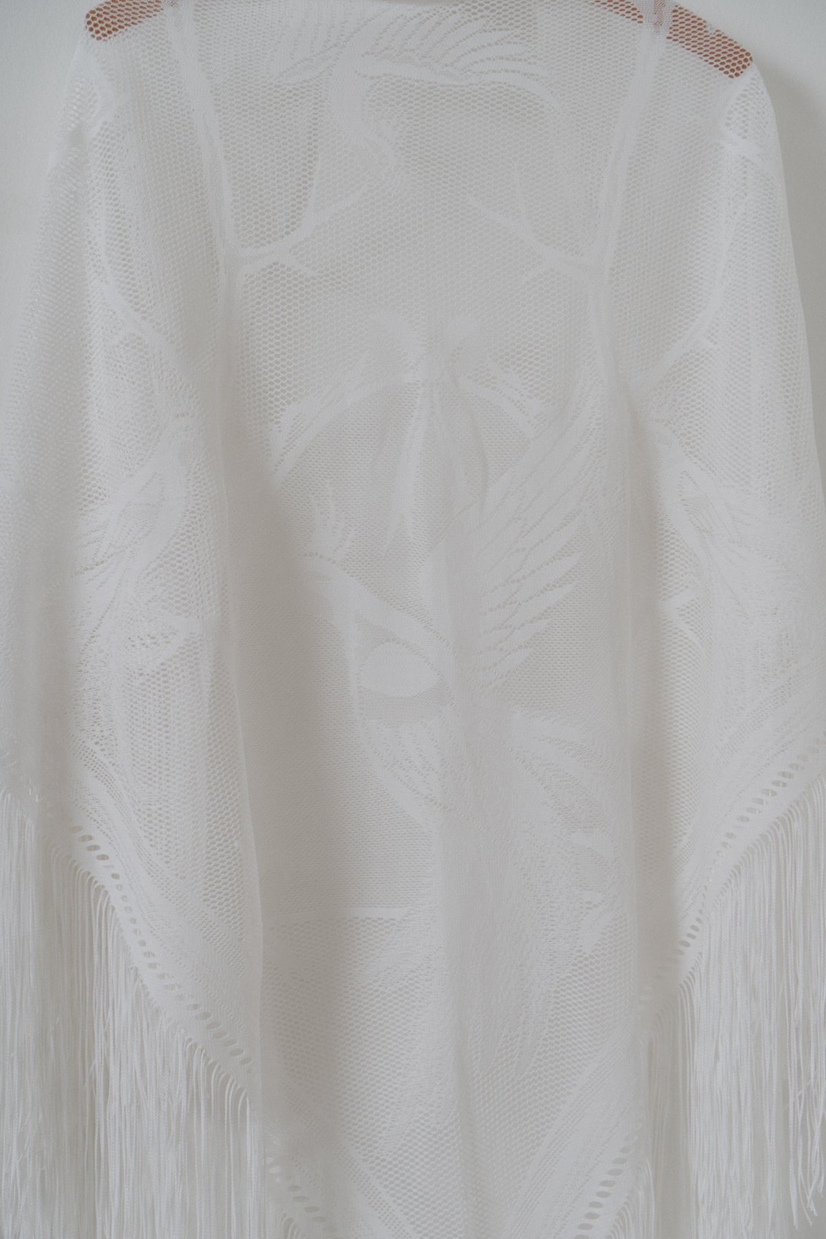 Vintage Birds & The Trees Fringe Shawl