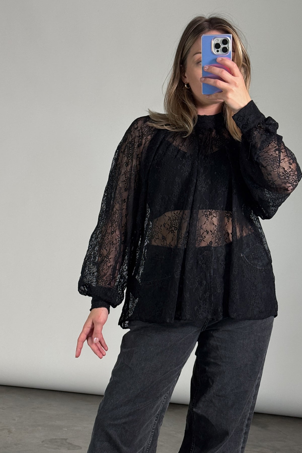 H&M Sheer Mock Neck Top