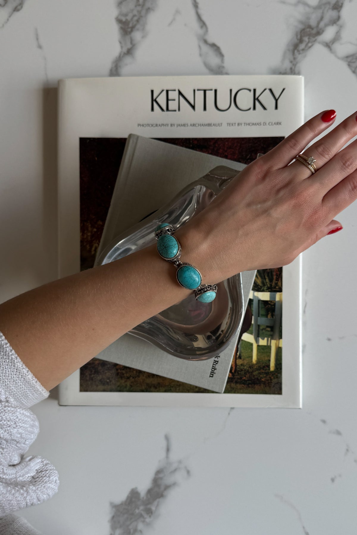 Turquoise & Silver-Tone Bracelet