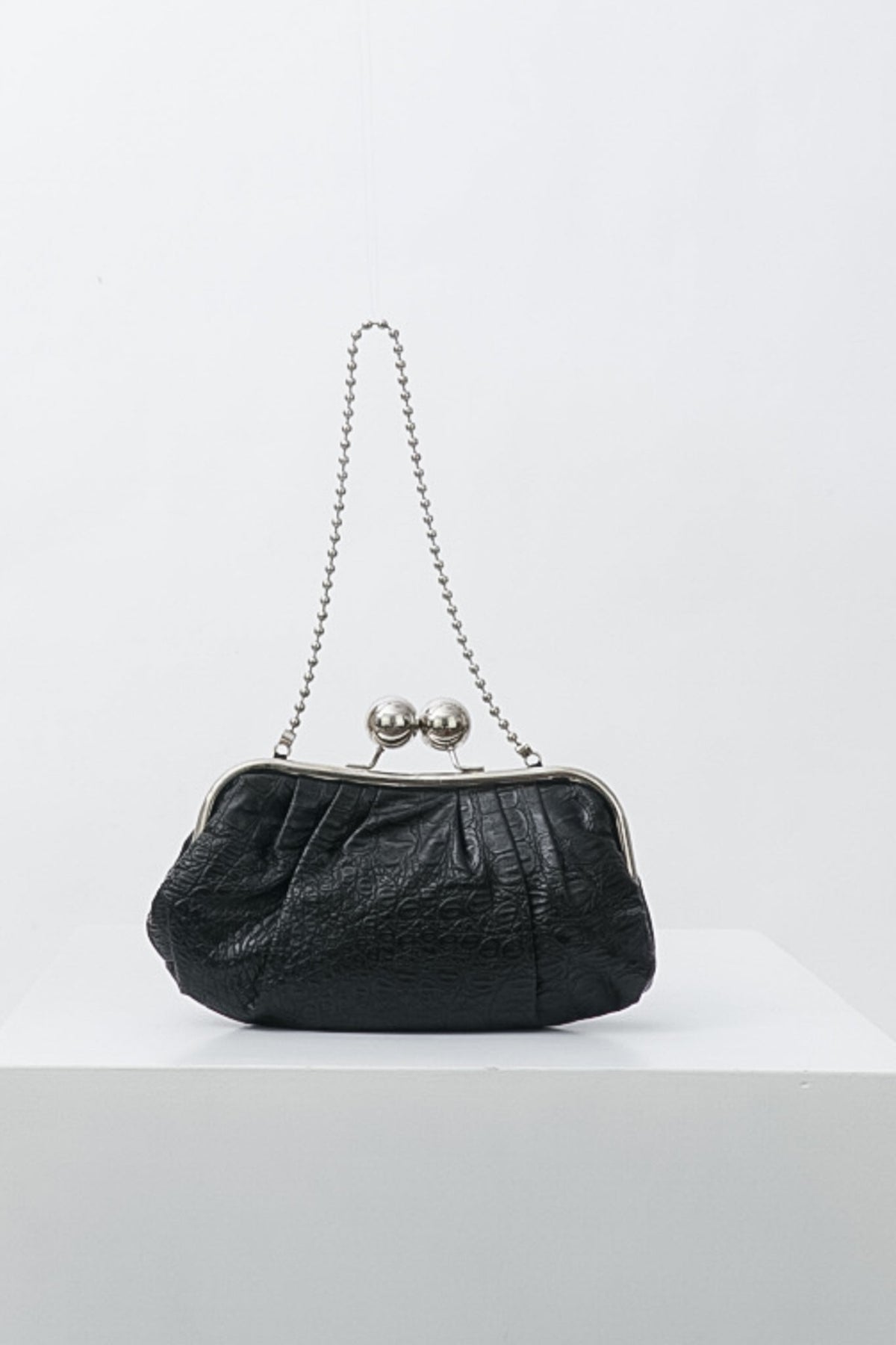 Black Croc Embossed Clutch