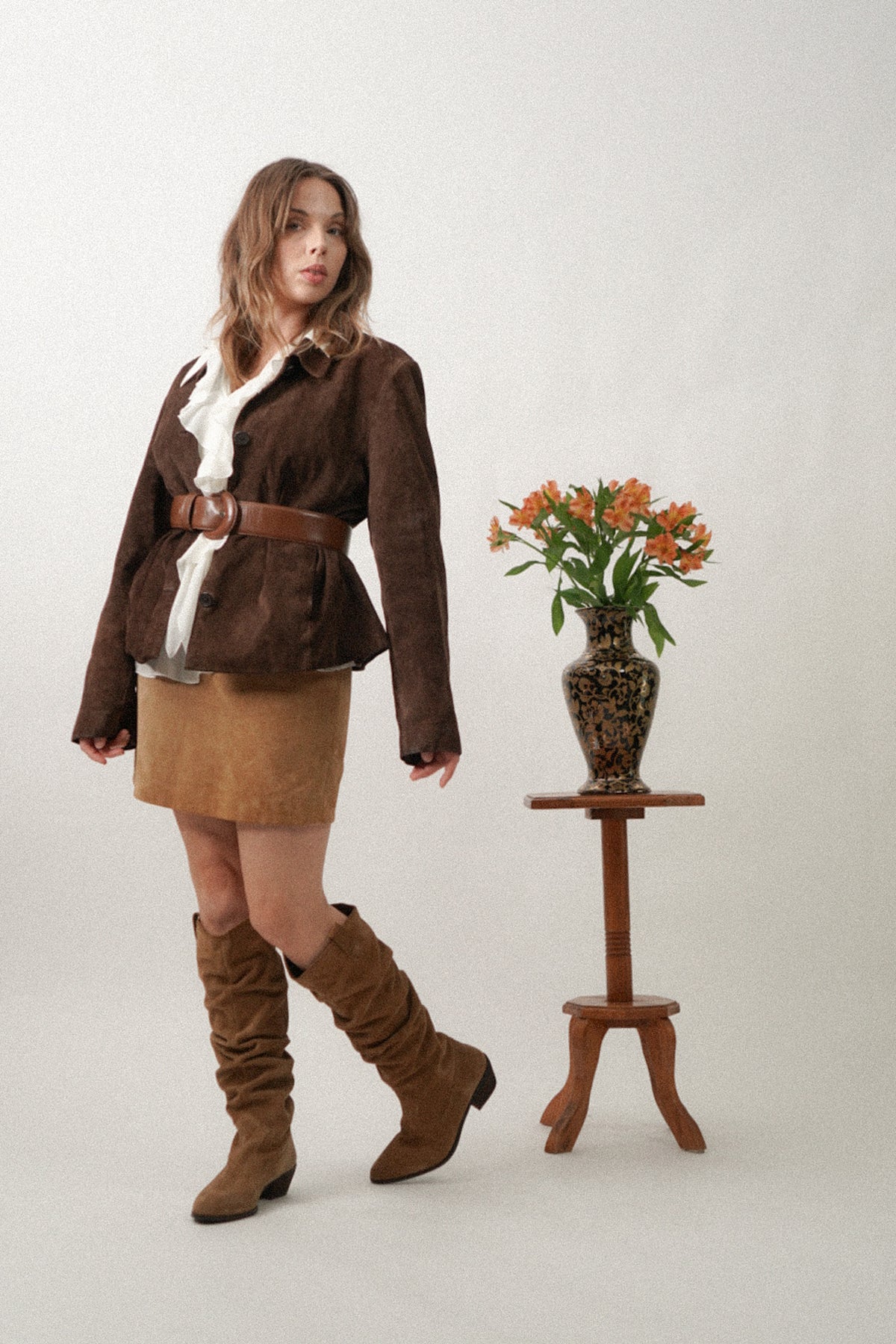 Vintage Brown 100% Suede Leather Jacket