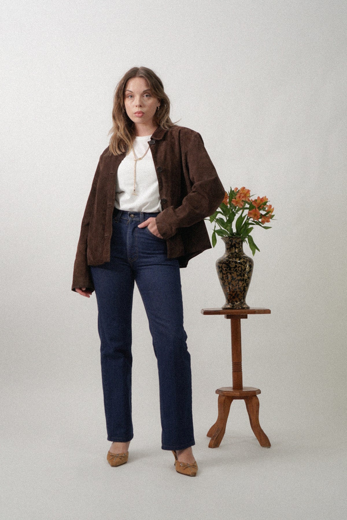 Vintage Brown 100% Suede Leather Jacket