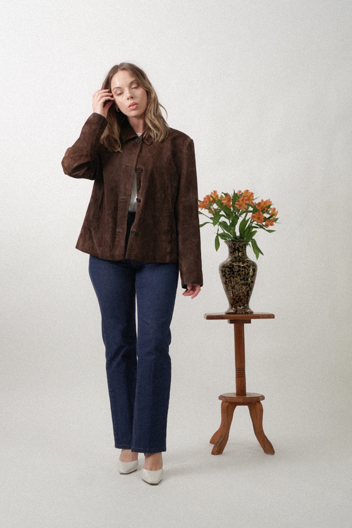 Vintage Brown 100% Suede Leather Jacket