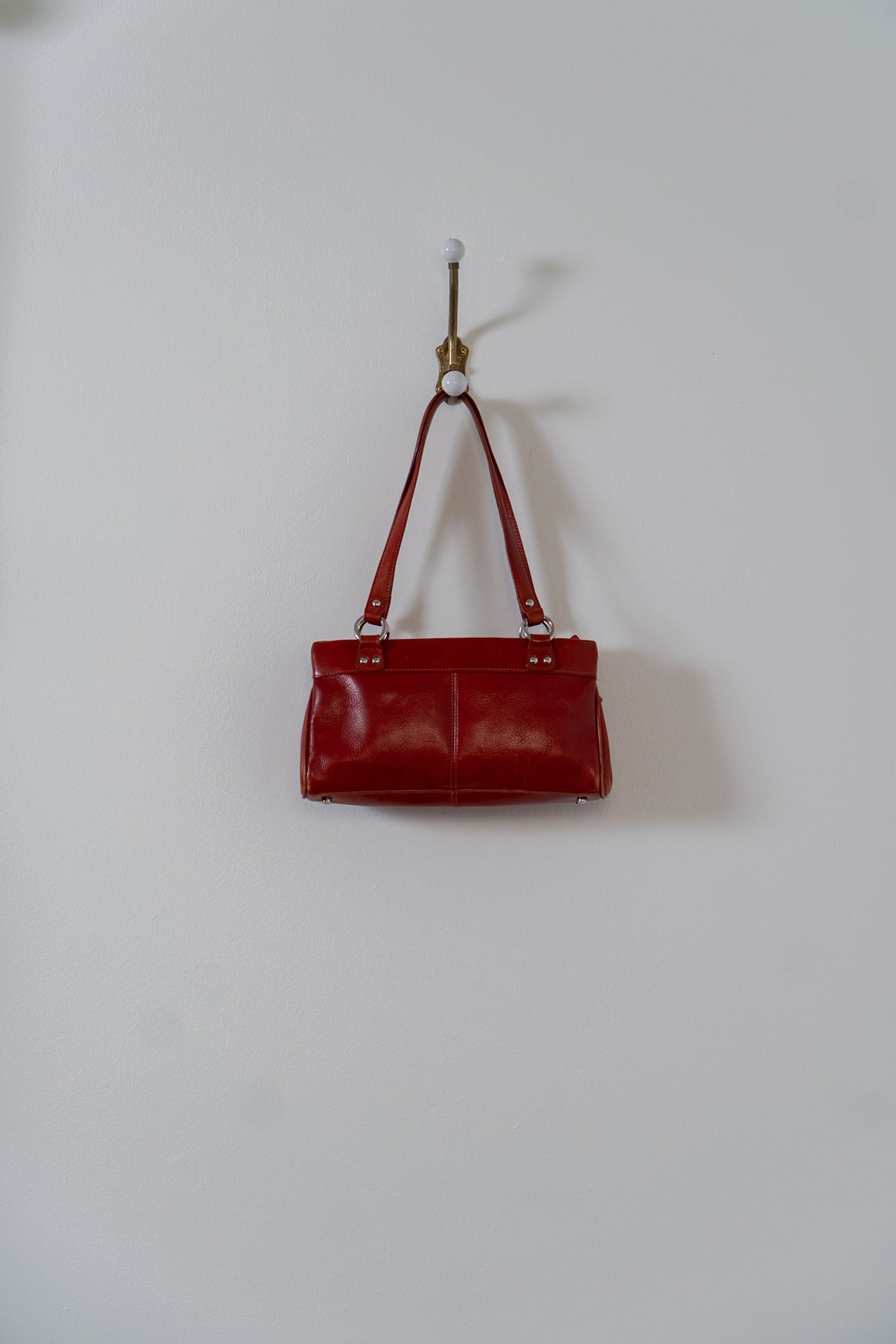 Vintage Fire Red Leather Shoulder Bag