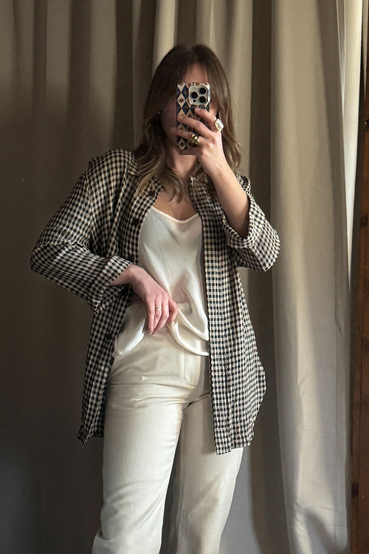 Vintage Green Gingham Button Up