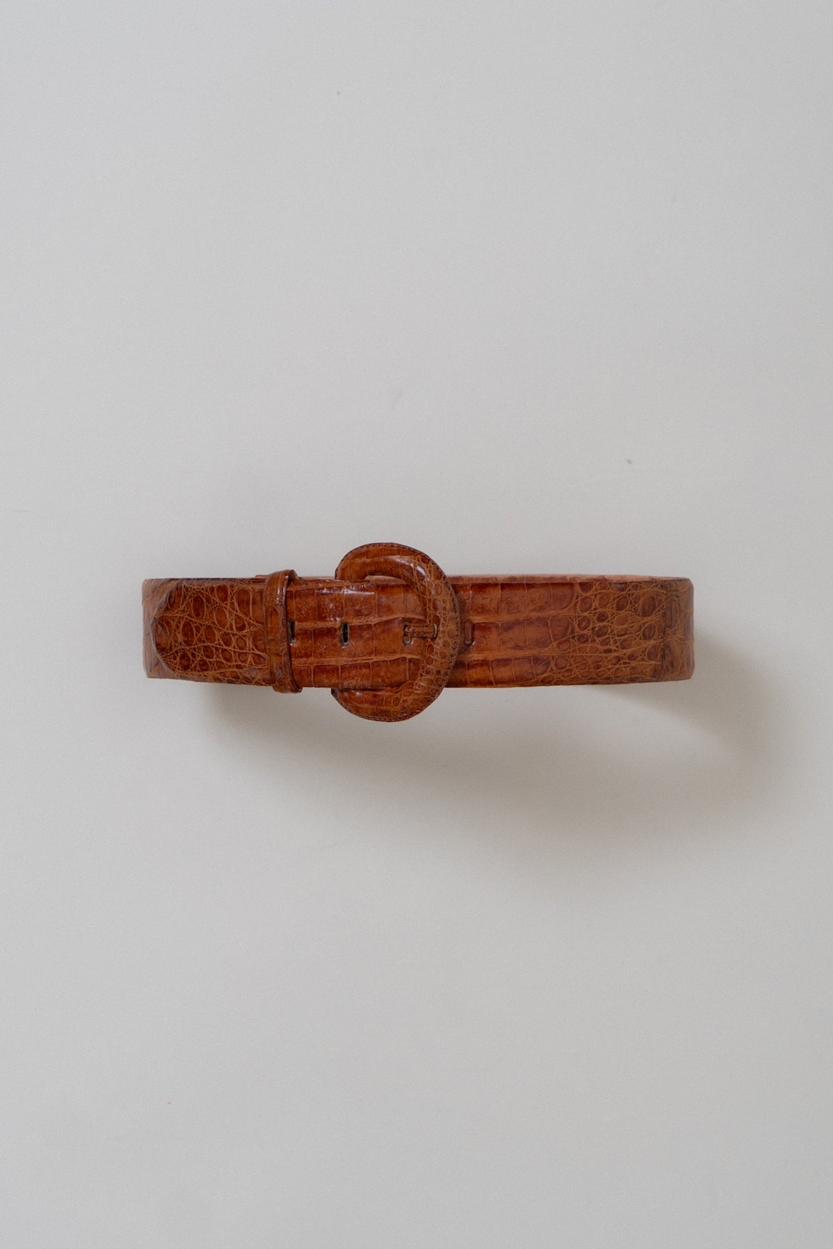 Vintage Cognac Croc Leather Belt