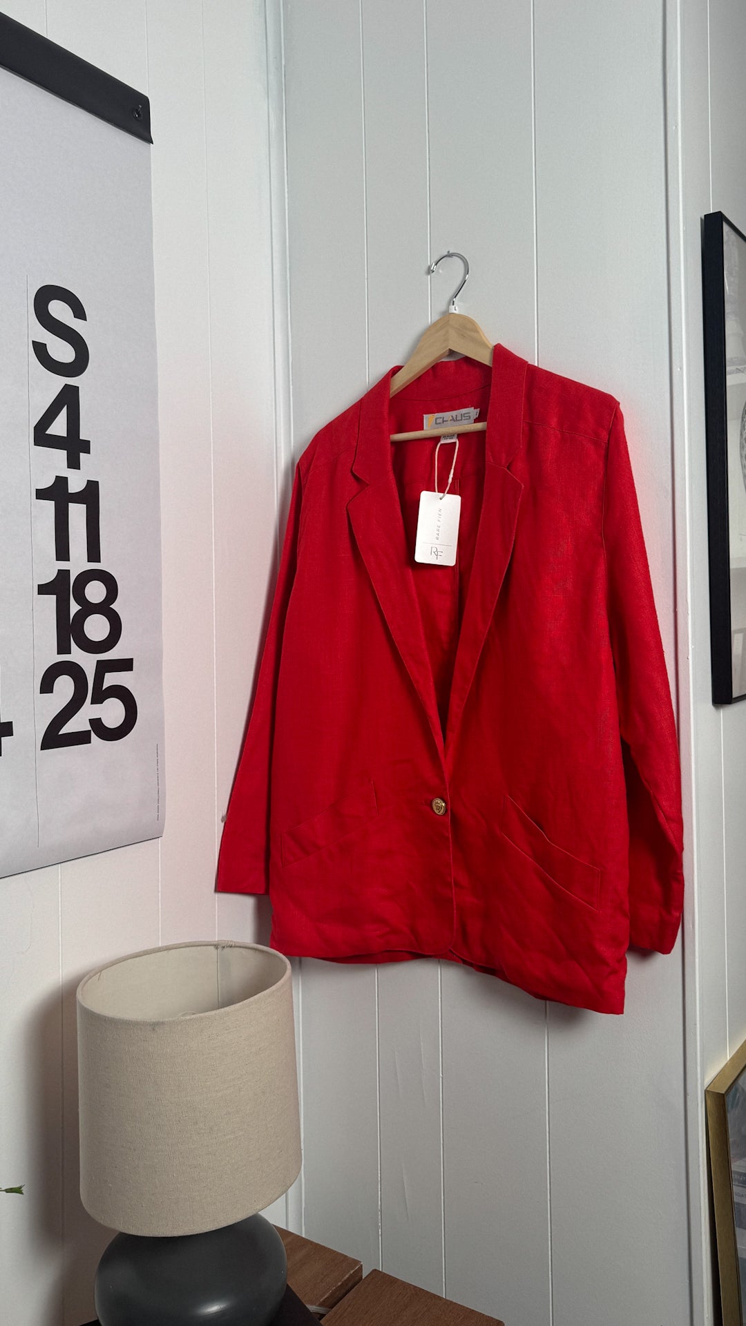 Vintage Red Ramie Blazer