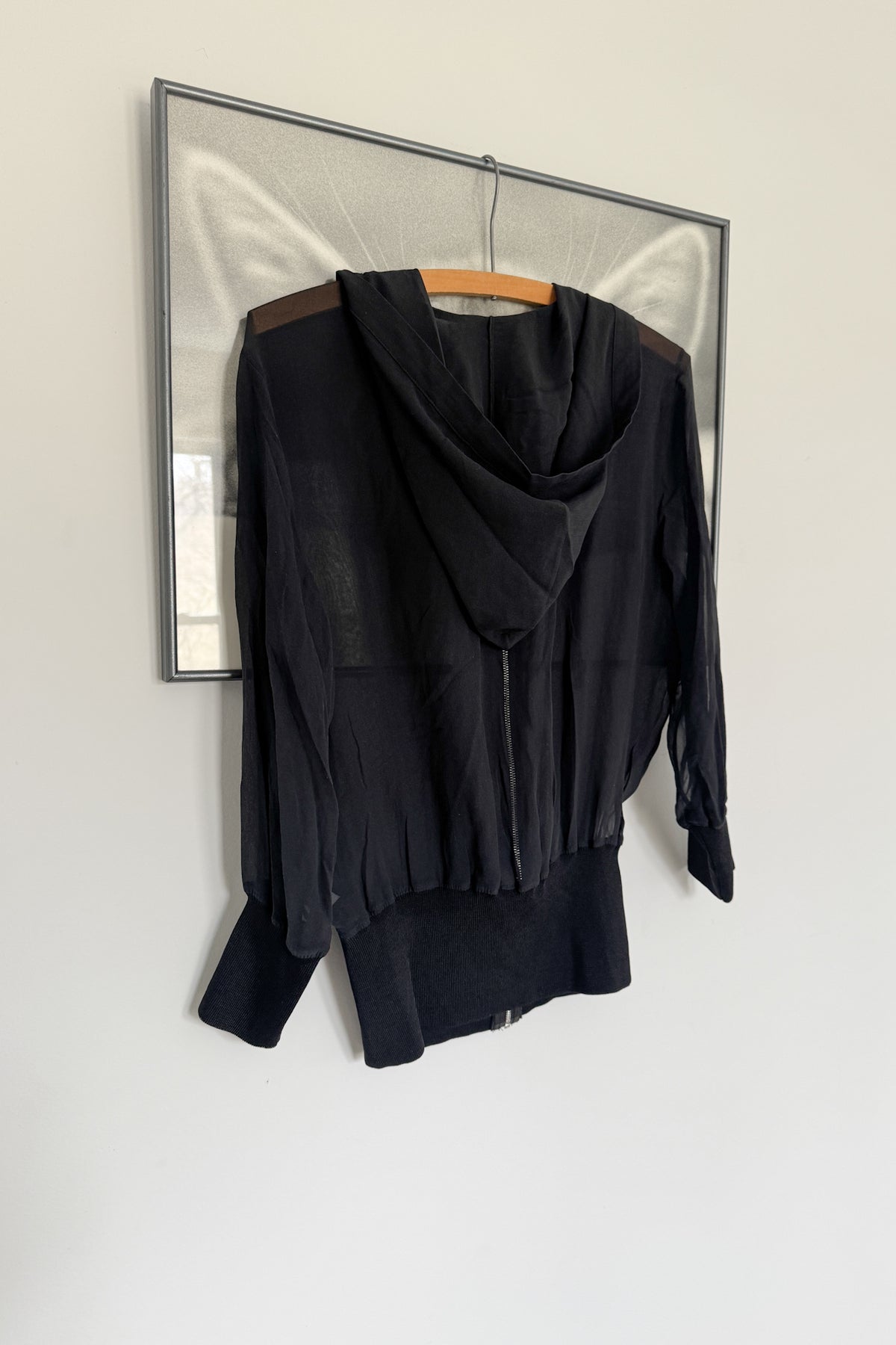 Y2K ‘03 Black Sheer Silk Hoodie