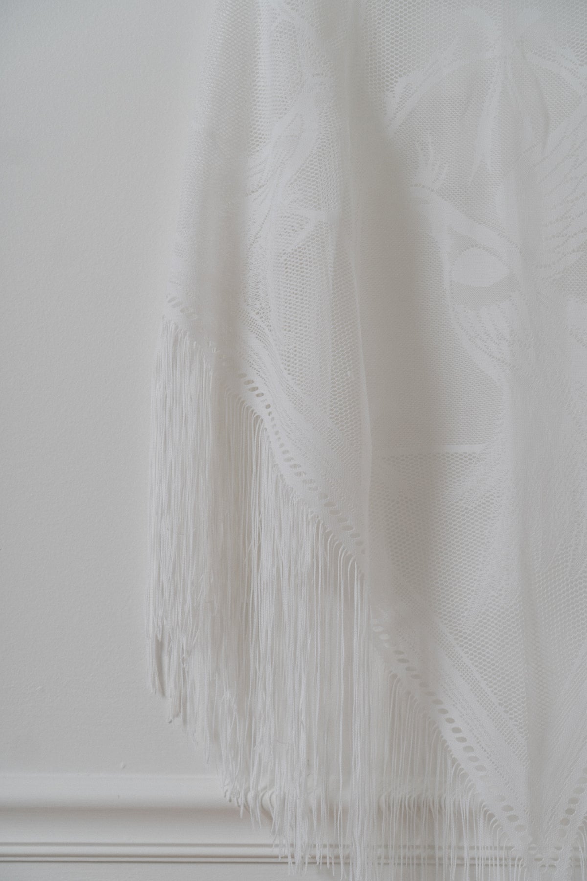 Vintage Birds & The Trees Fringe Shawl