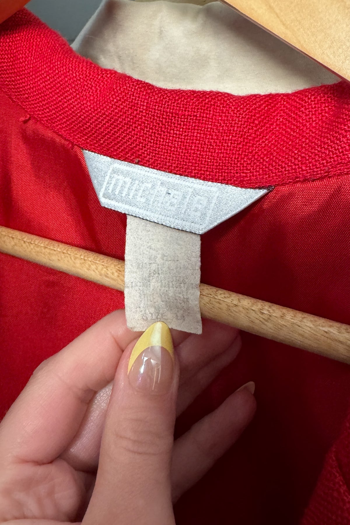 VTG Cherry Red Linen Blend Long Vest