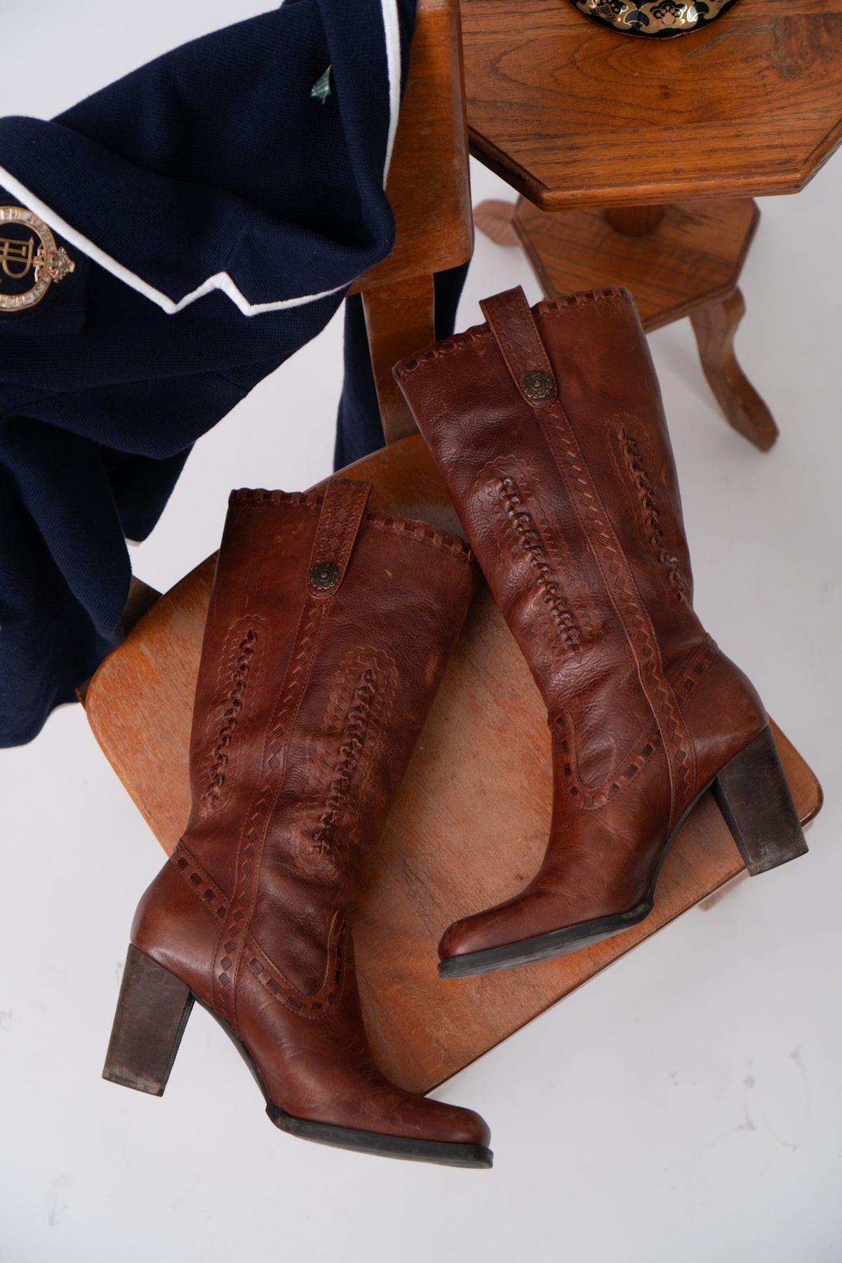 Y2K Leather Square Toe Western Boots