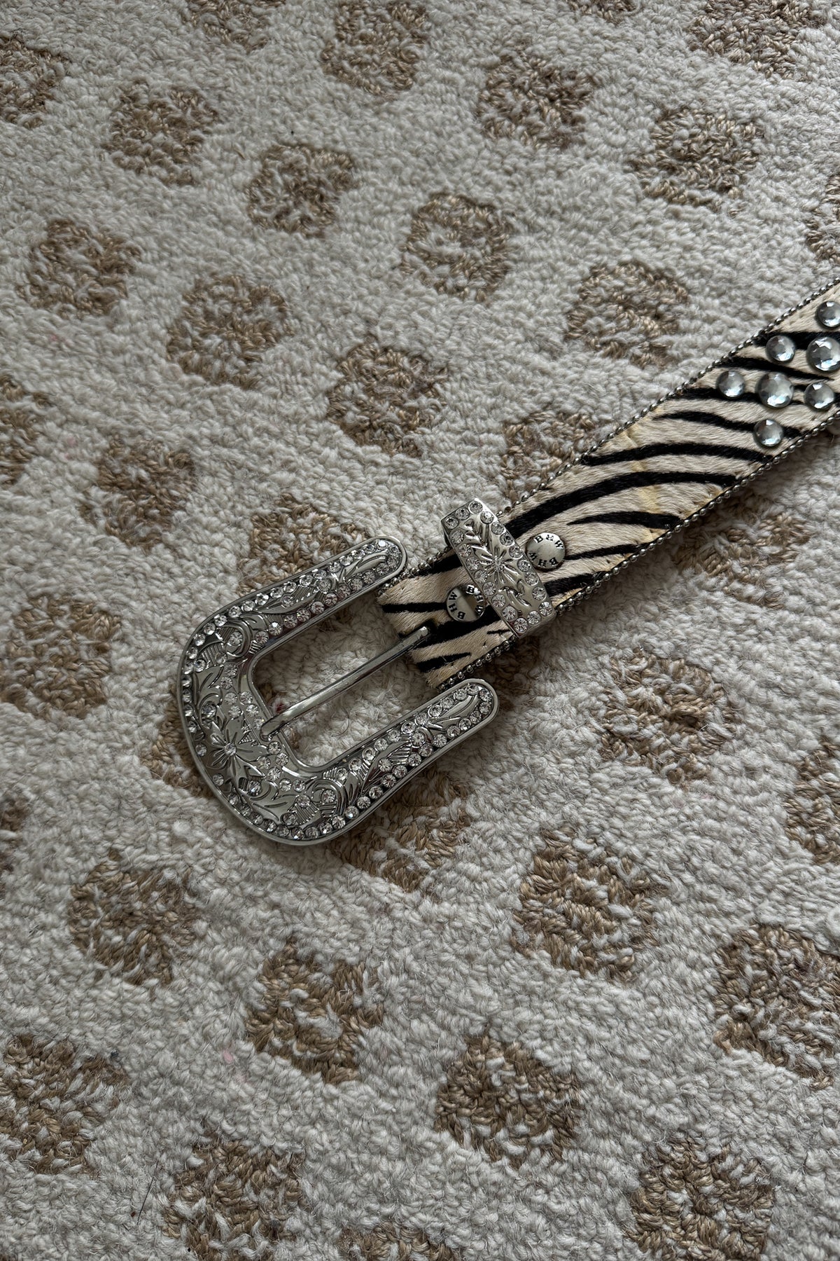 Y2K Zebra Pony Hair Embellished Belt